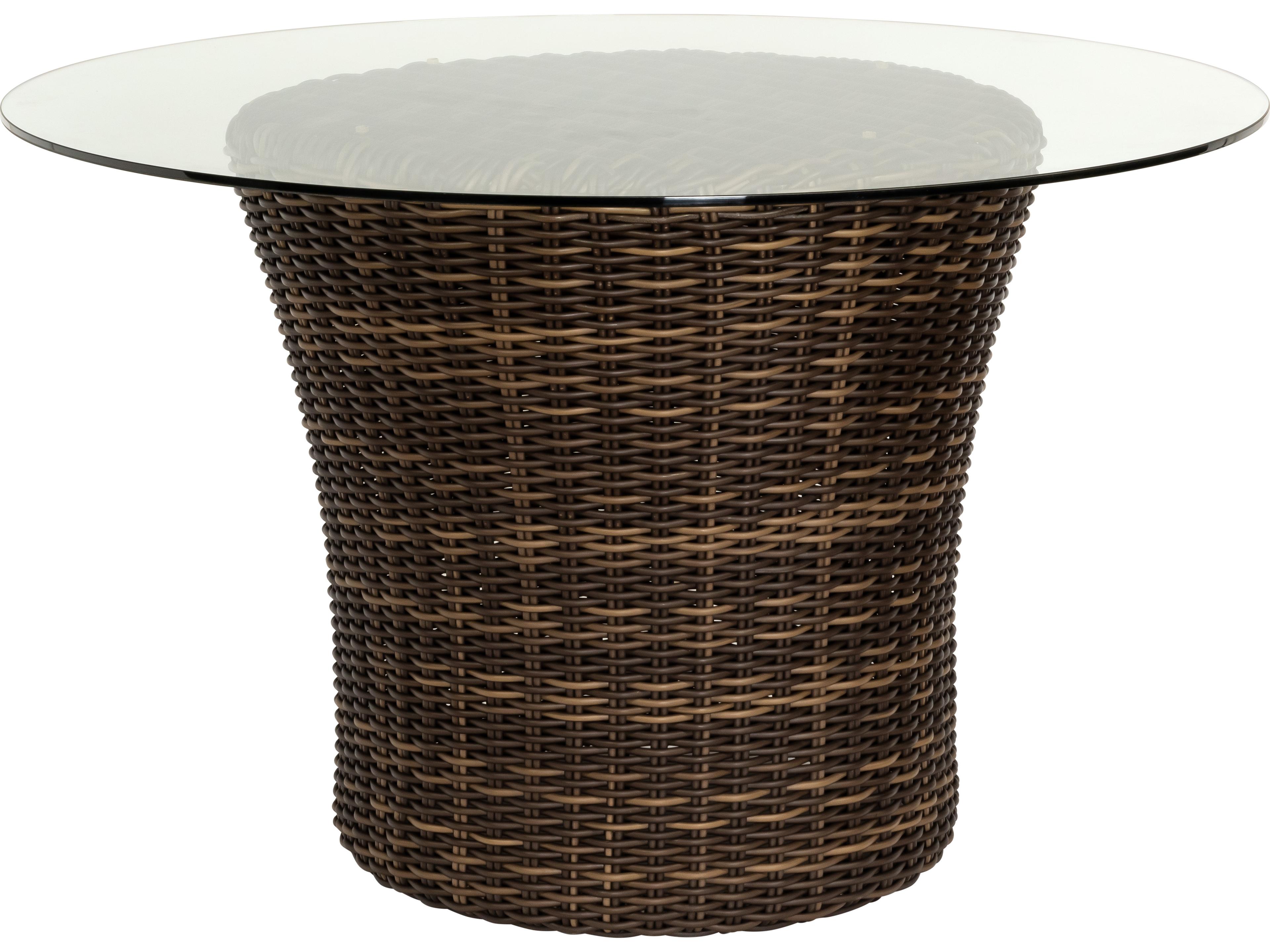Whitecraft Sonoma Wicker Round Glass Top Patio Dining Table