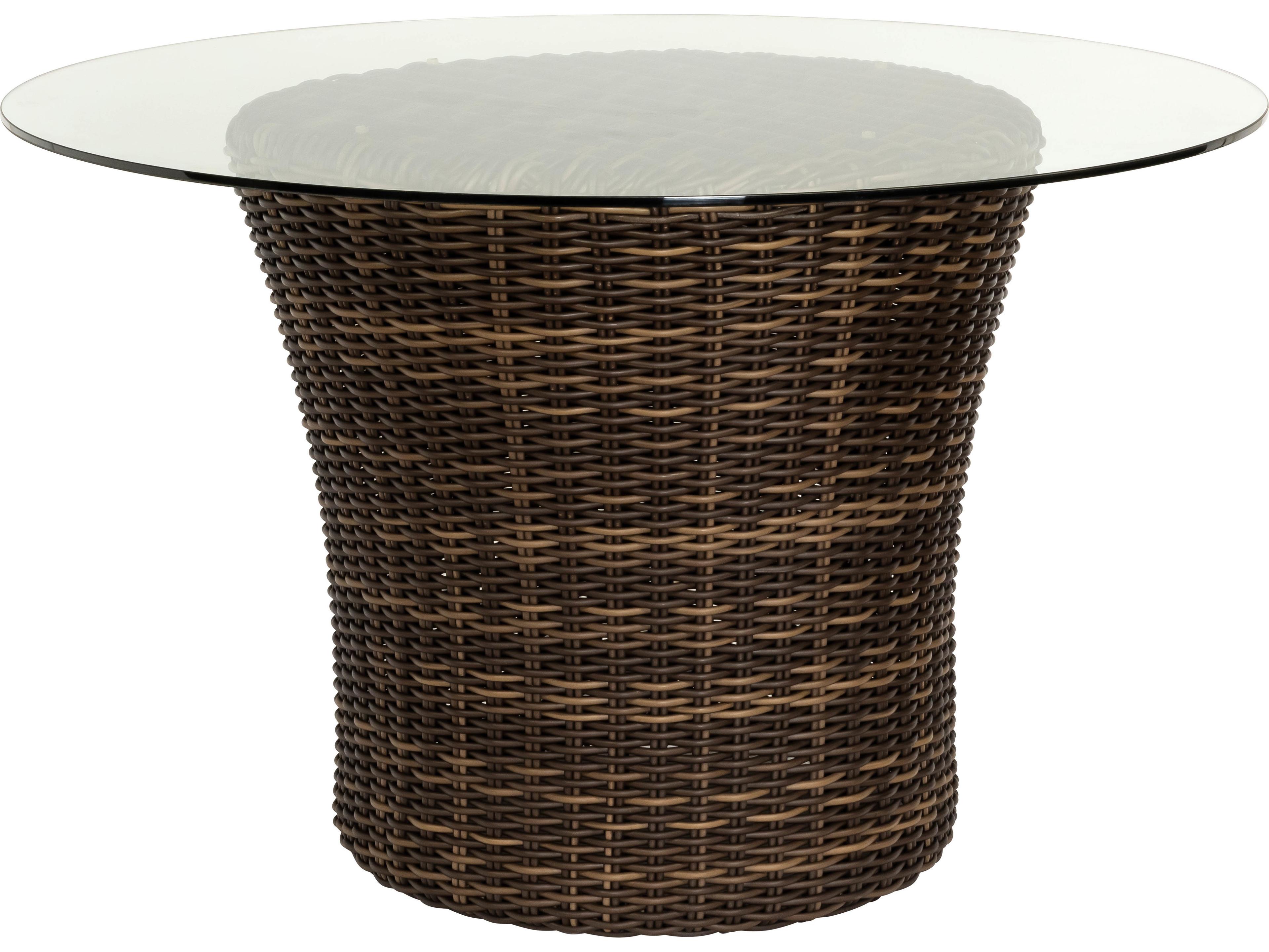 Whitecraft Sonoma Wicker Round Glass Top Patio Dining Table