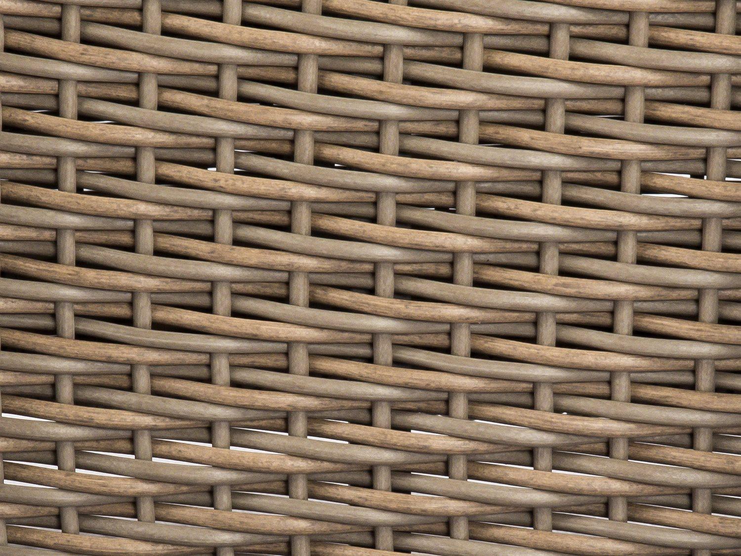 Woodard Whitecraft Augusta Wicker Aged Teak Left Arm Outdoor Loveseat