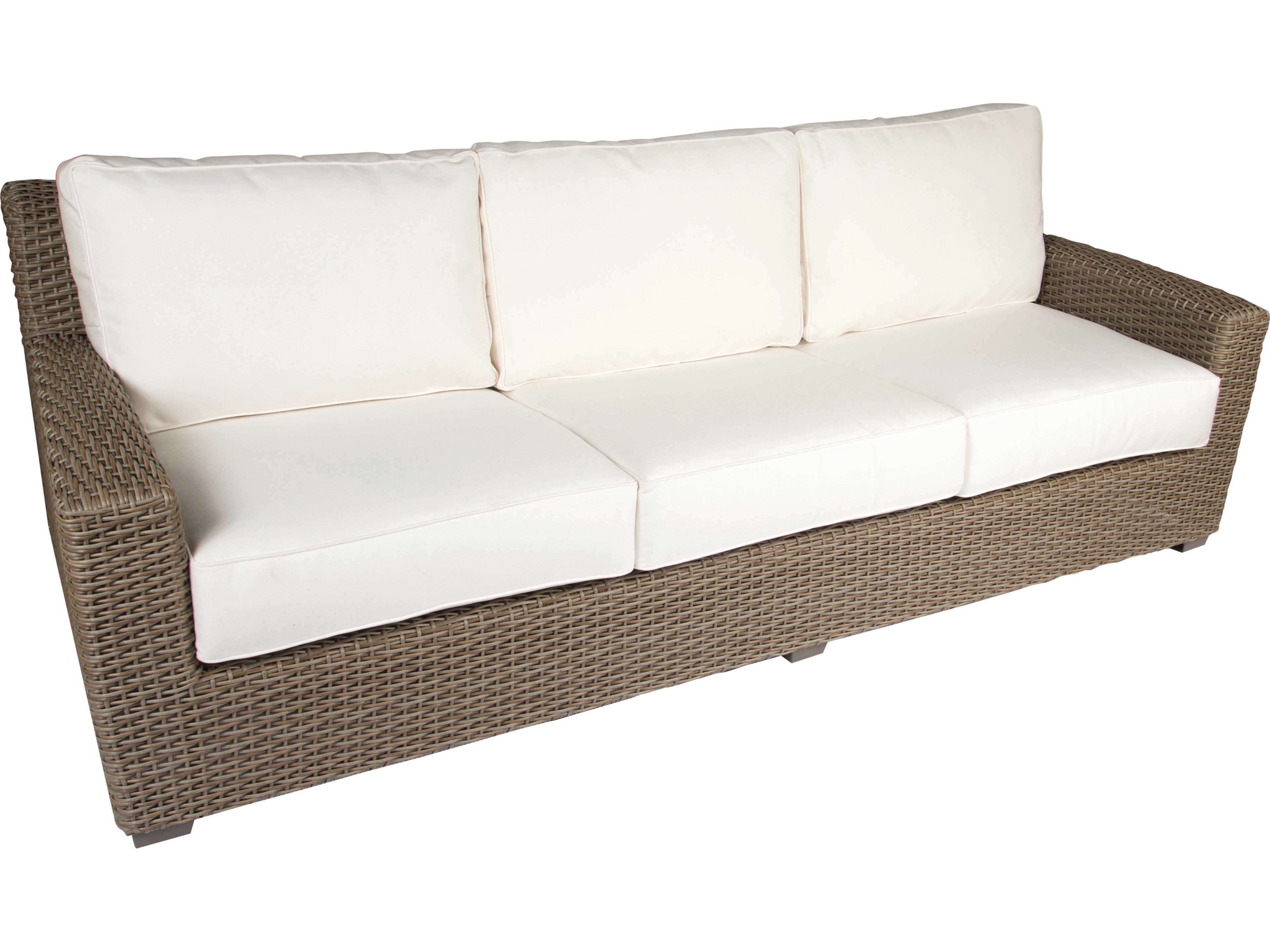Woodard Whitecraft Augusta Wicker Aged Teak Outdoor Sofa