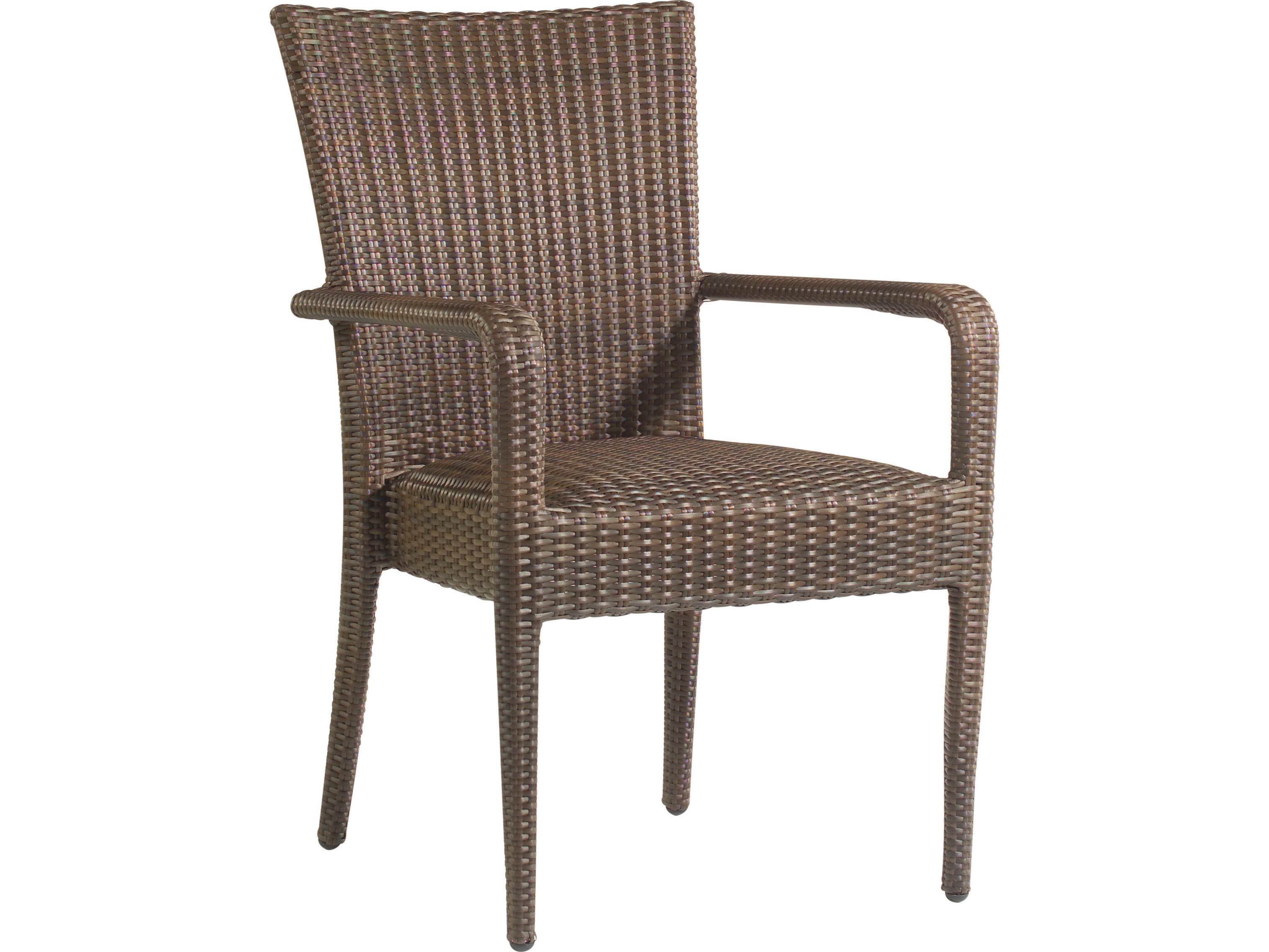 Woodard Whitecraft All Weather Wicker Padded Seat Patio Dining Arm Chair