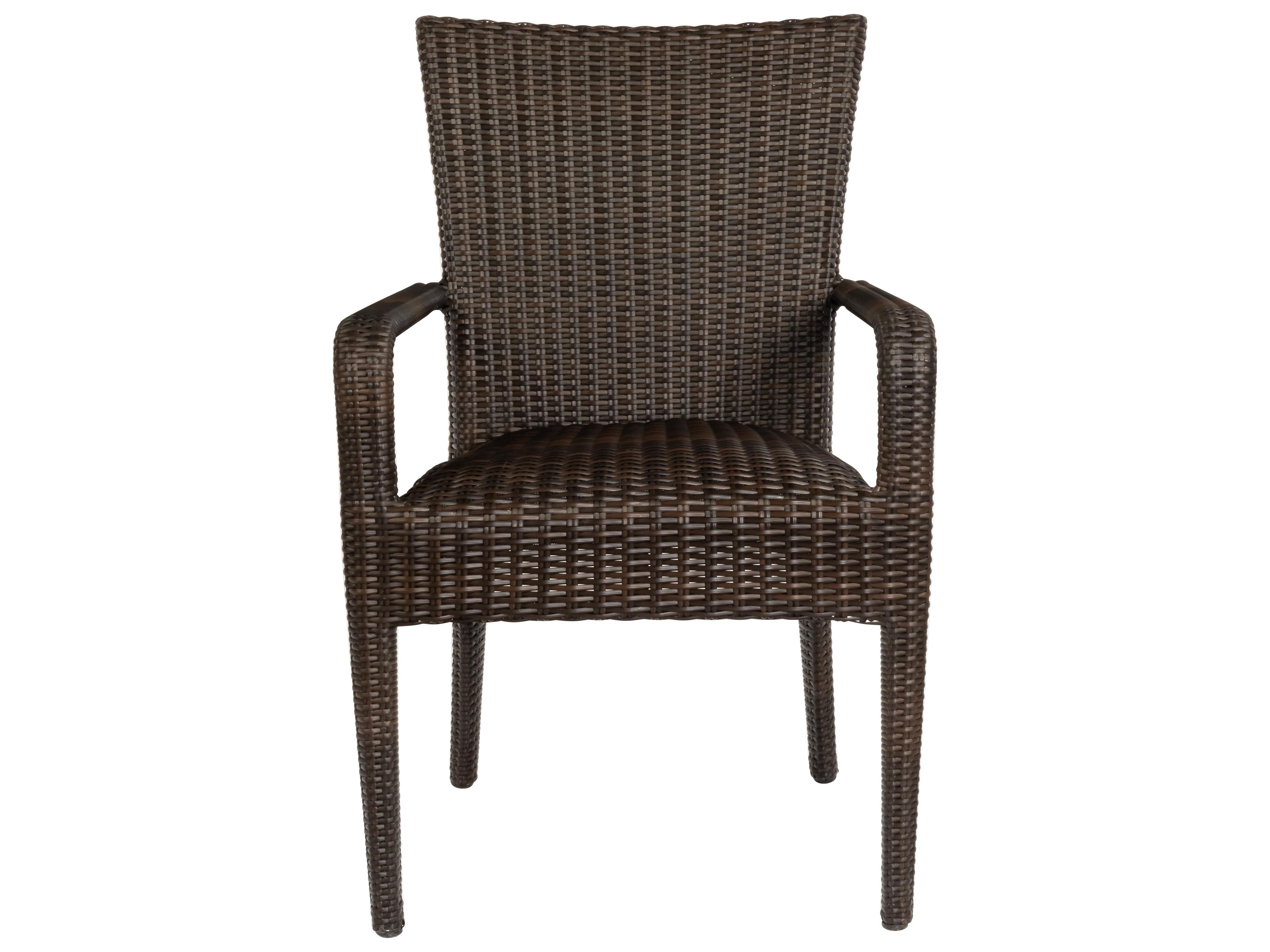 Woodard Whitecraft All Weather Wicker Padded Seat Patio Dining Arm Chair