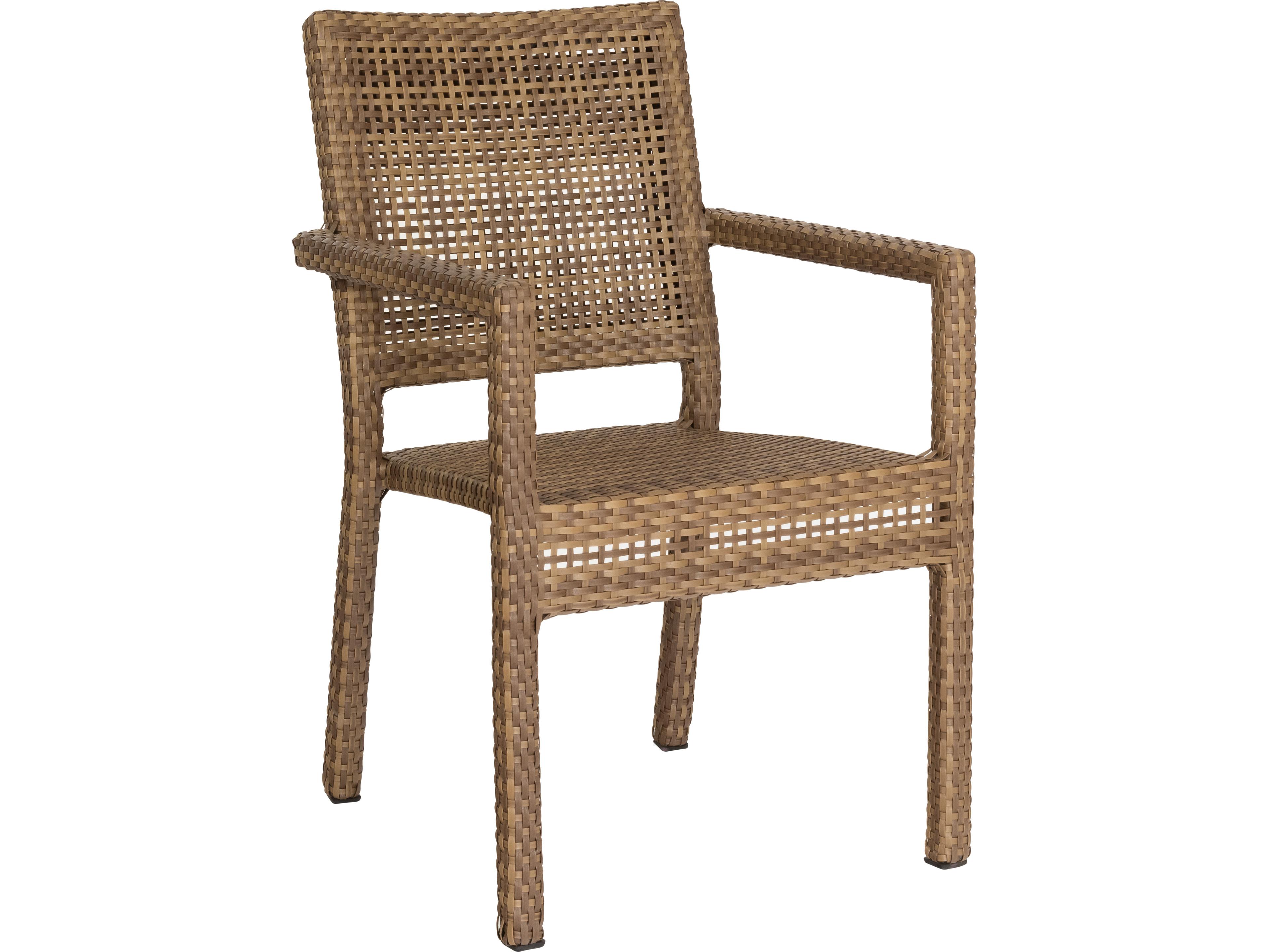 Woodard Whitecraft All Weather Wicker Miami Stackable Outdoor Patio Dining Arm Chair