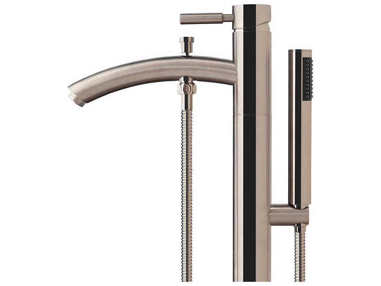Wyndham Collection Taron Brushed Nickel Floor-Mounted Tub Filler Faucet
