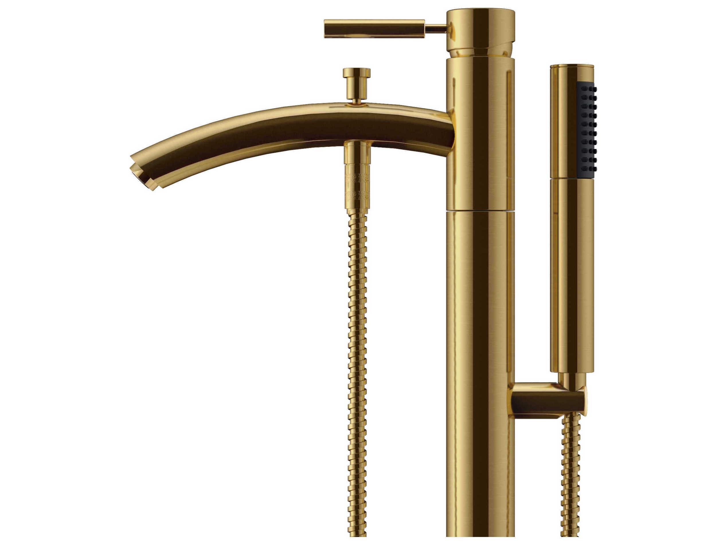 Wyndham Collection Taron Brushed Gold Floor-Mounted Tub Filler Faucet