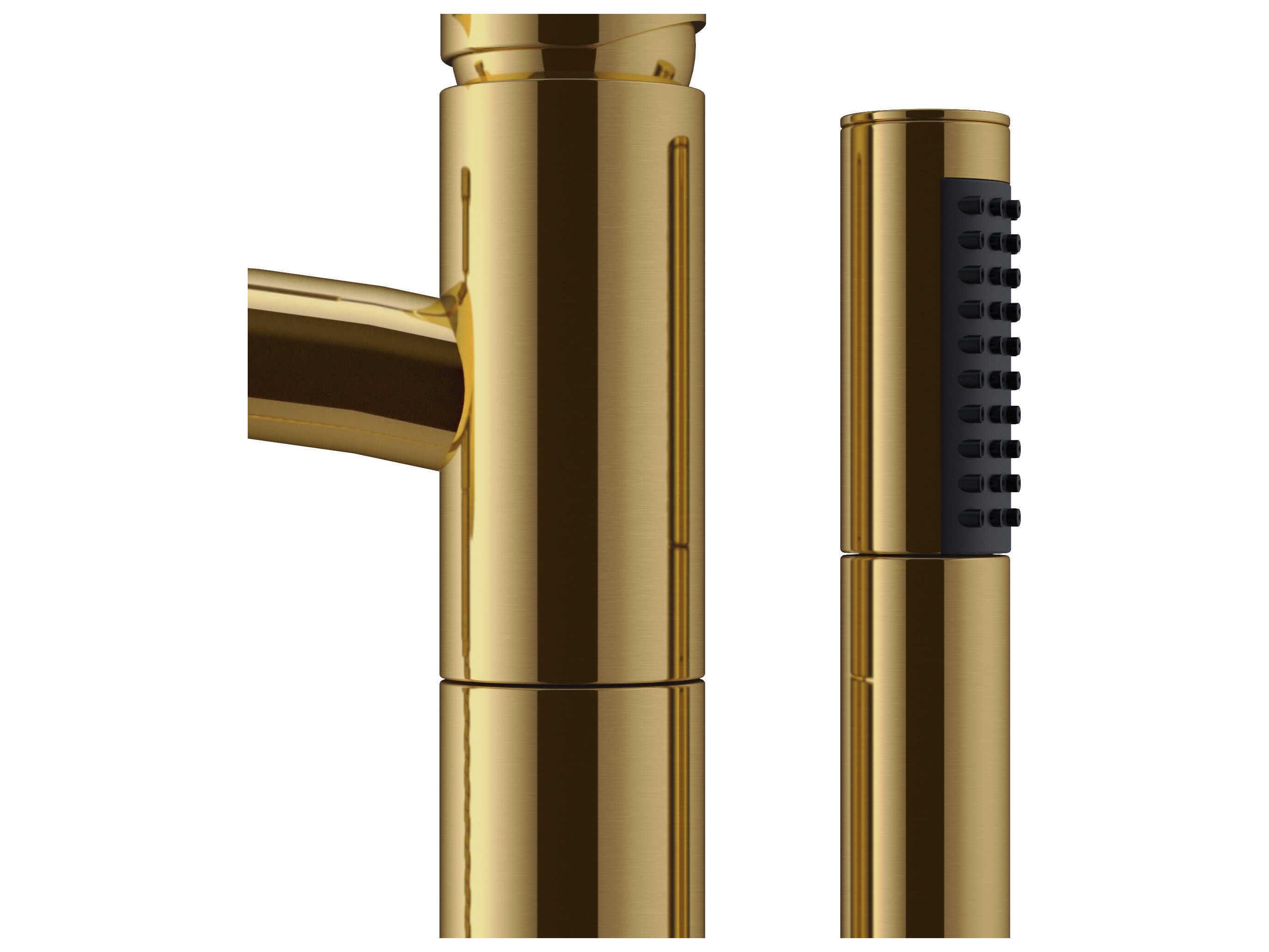Wyndham Collection Taron Brushed Gold Floor-Mounted Tub Filler Faucet