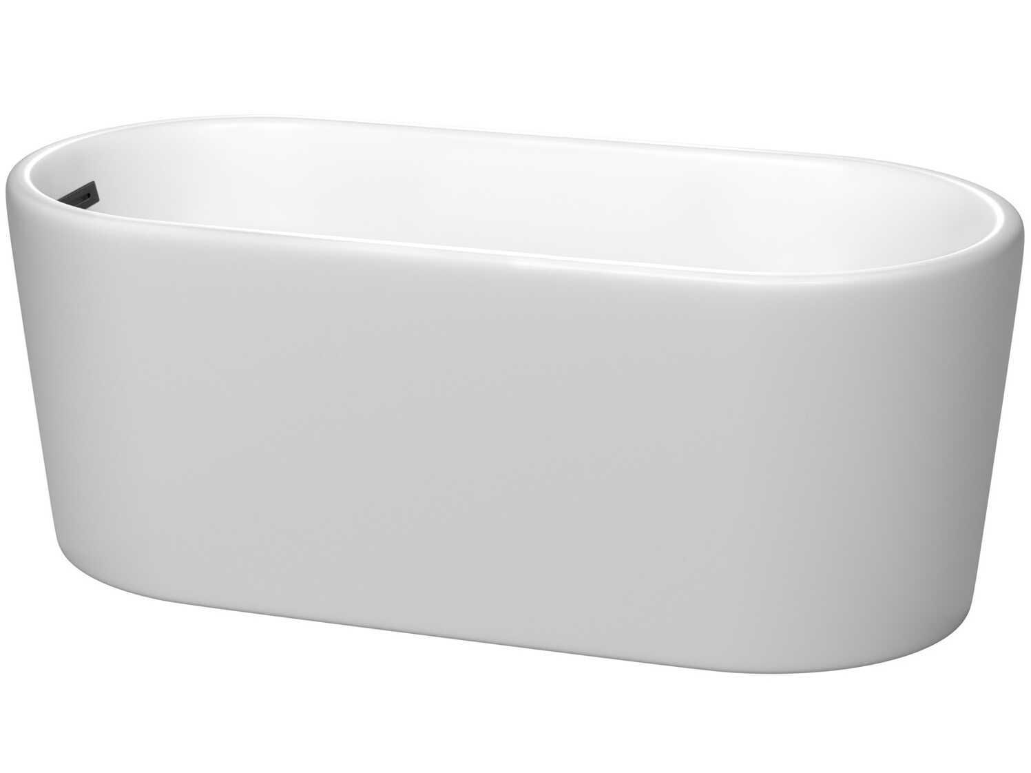 Wyndham Collection Ursula Matte White Bathtub with Drain and Overflow