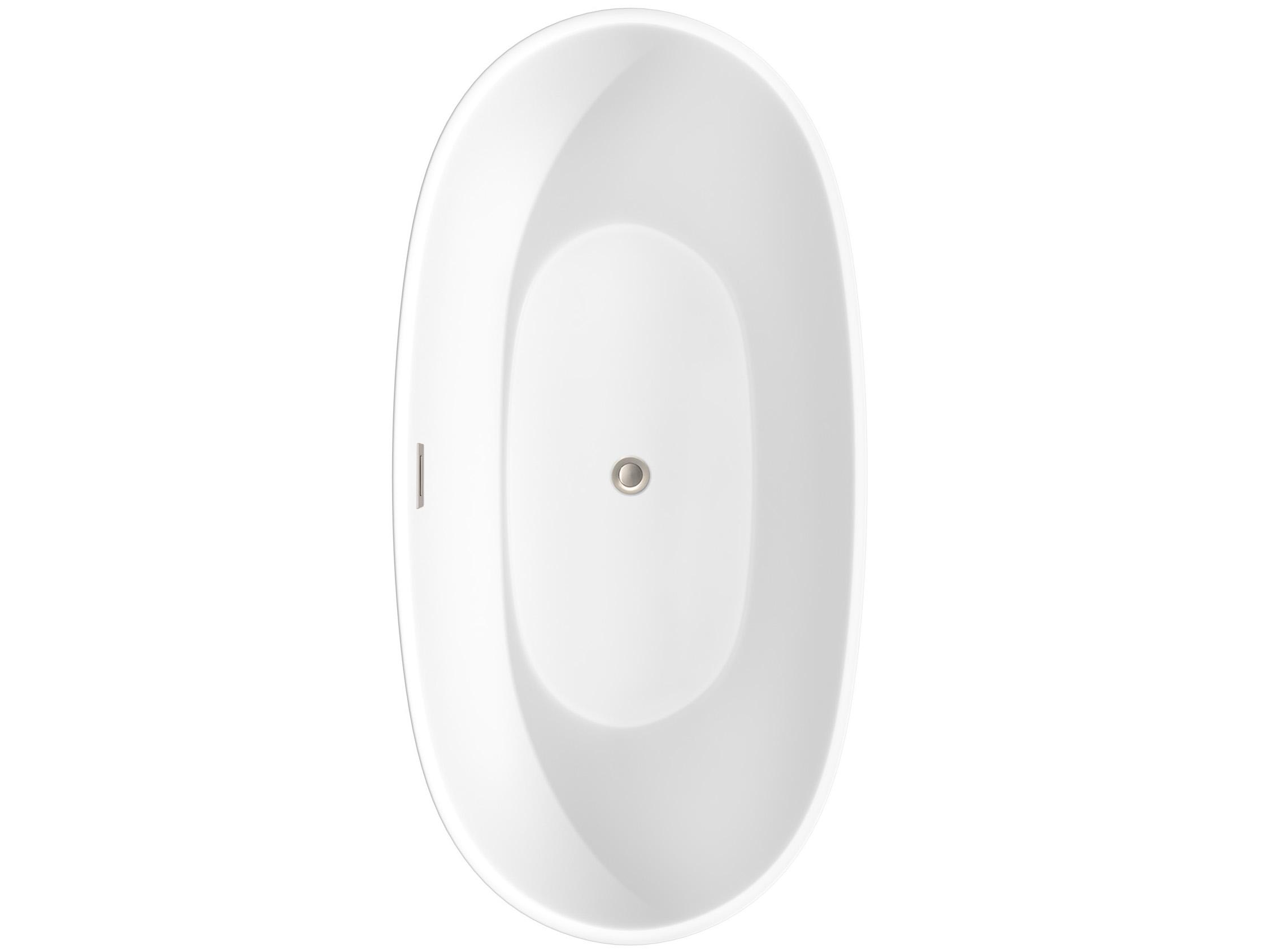 Wyndham Collection Juno Matte White Bathtub with Floor Mounted Faucet, Drain and Overflow Trim