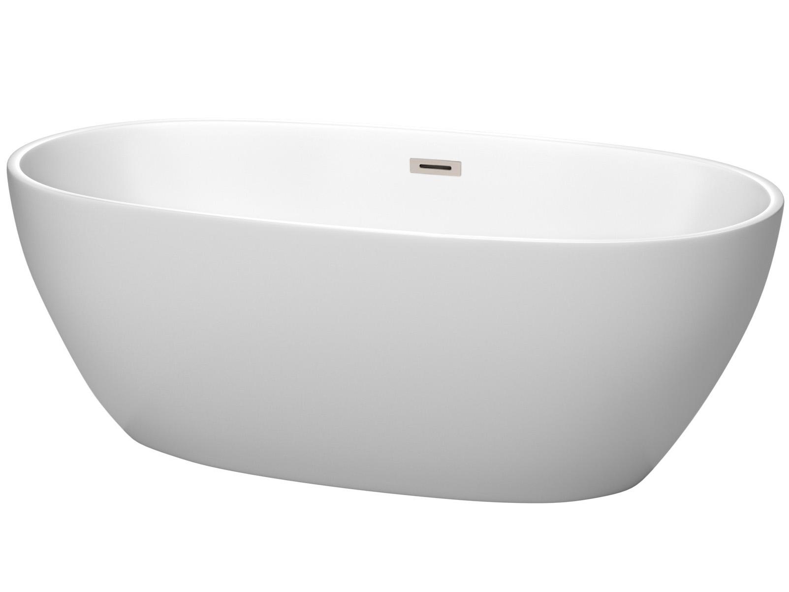 Wyndham Collection Juno Matte White Bathtub with Drain and Overflow