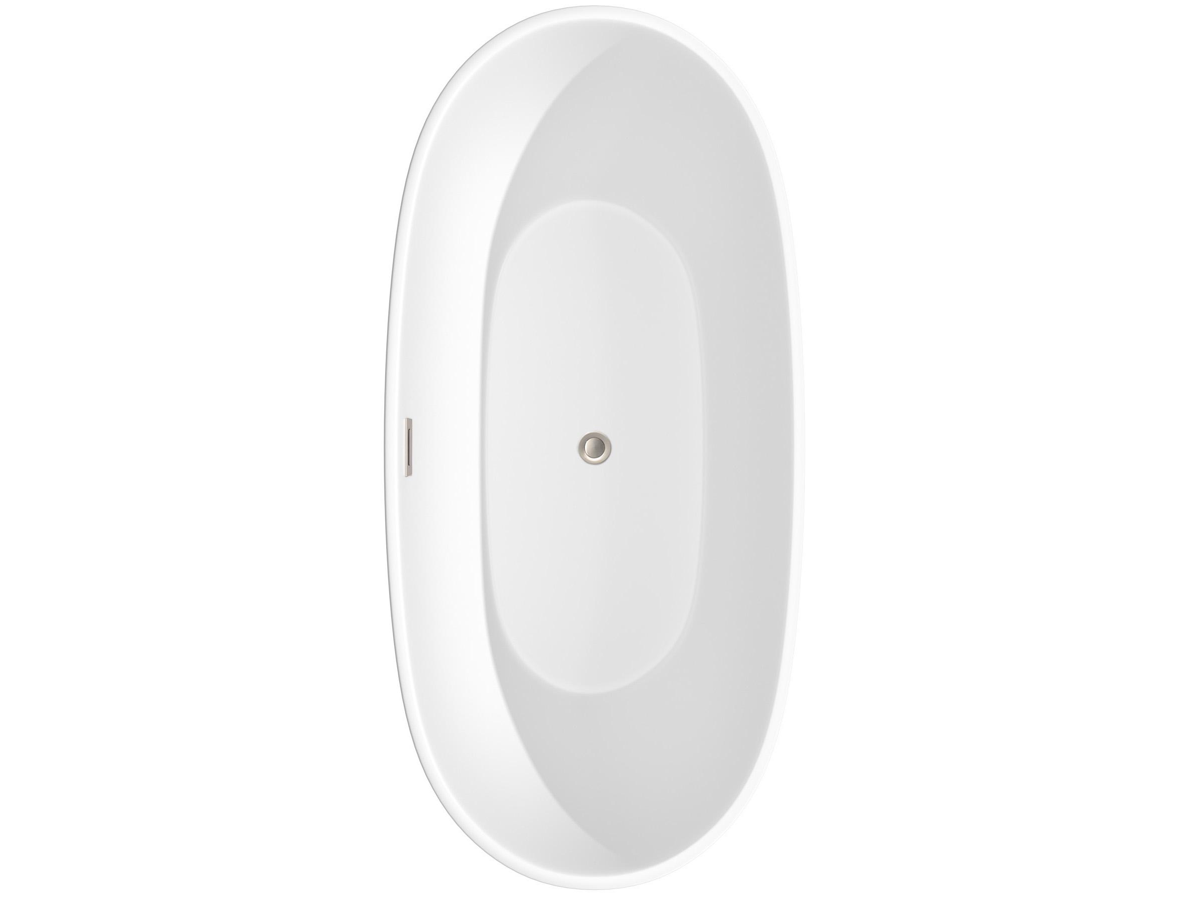 Wyndham Collection Juno Matte White Bathtub with Floor Mounted Faucet, Drain and Overflow Trim