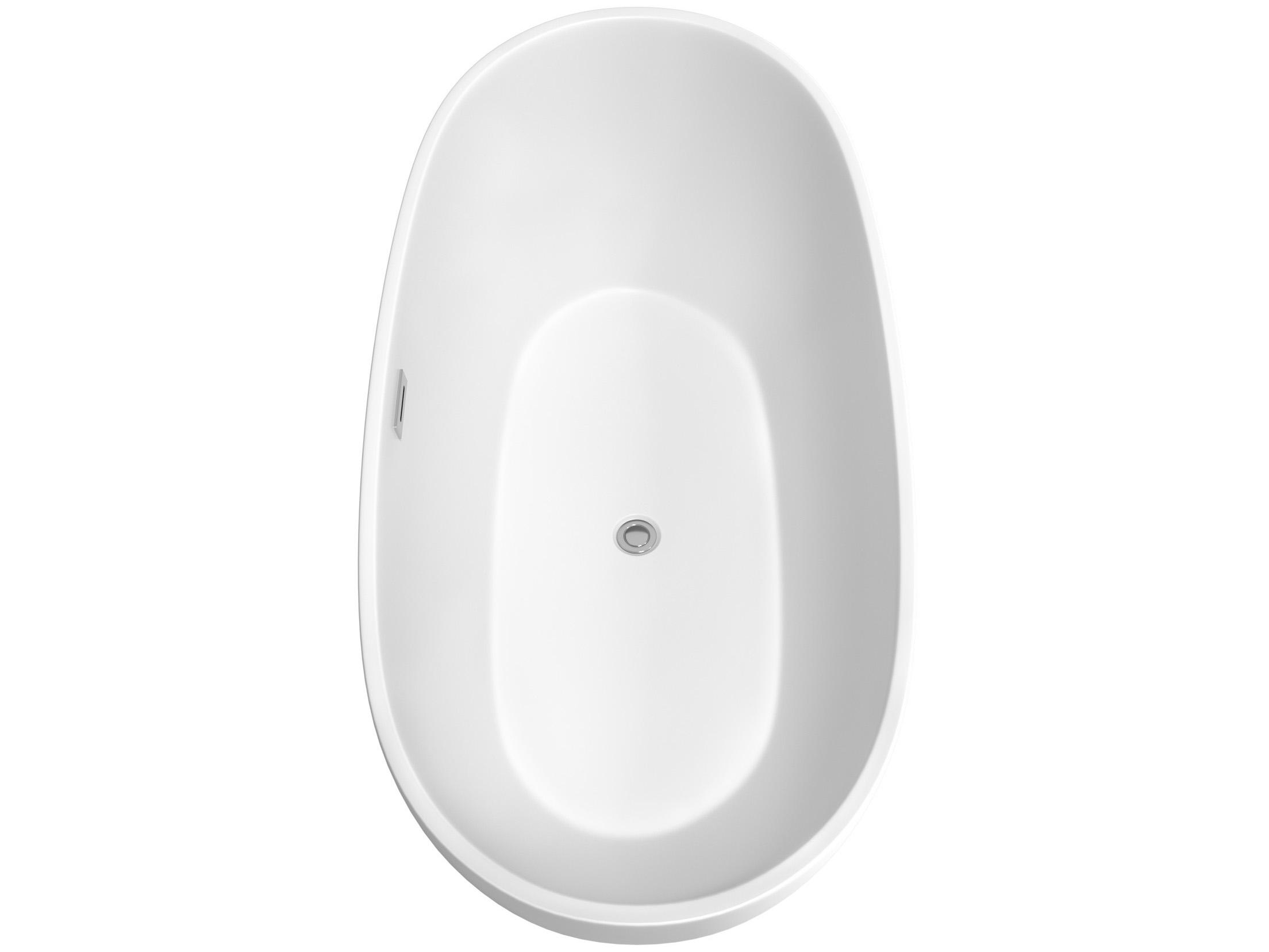 Wyndham Collection Juno Matte White Bathtub with Polished Chrome Trim and Floor Mounted Faucet