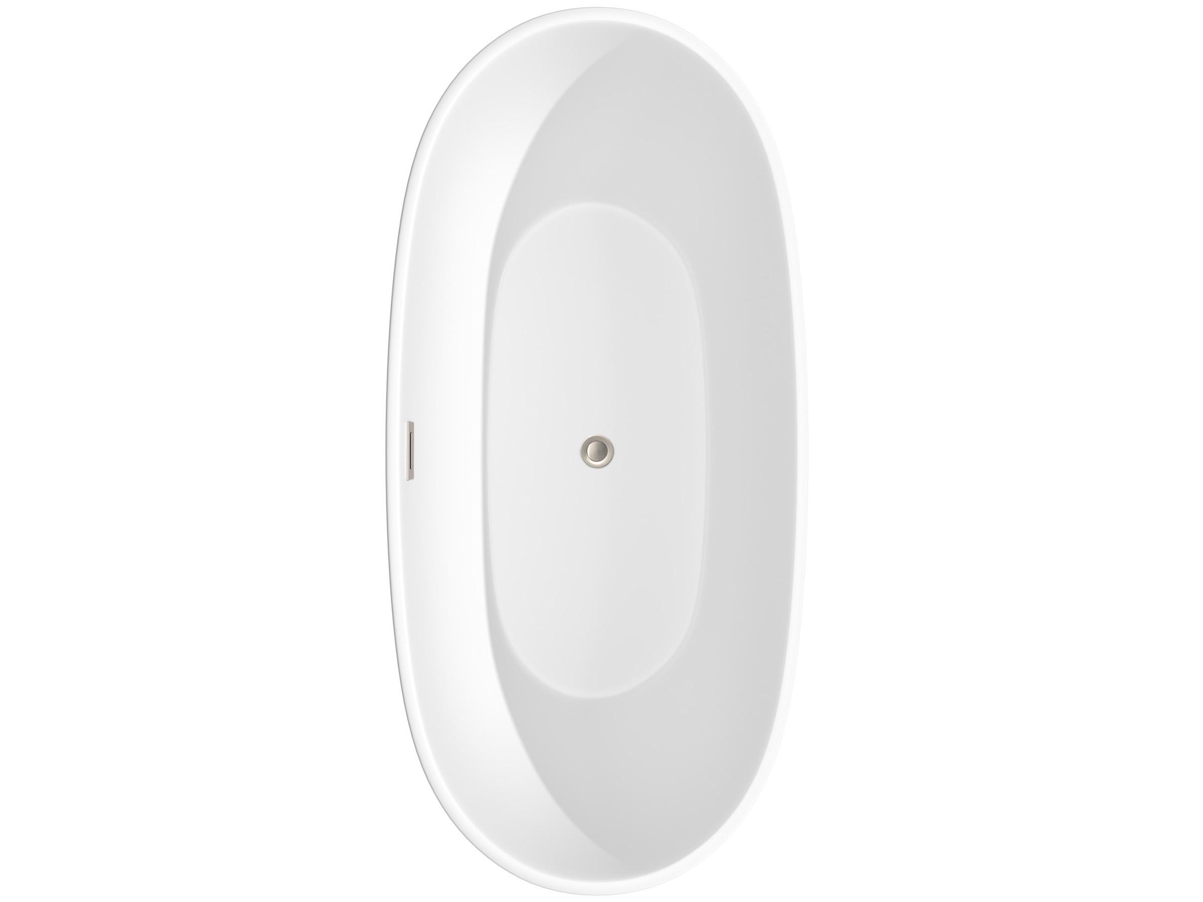 Wyndham Collection Juno Matte White Bathtub with Drain and Overflow