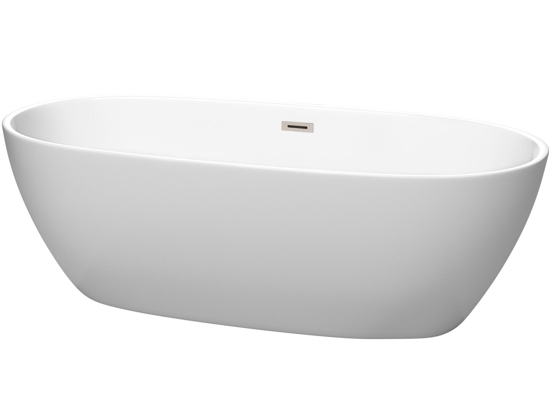 Wyndham Collection Juno Matte White Bathtub with Drain and Overflow