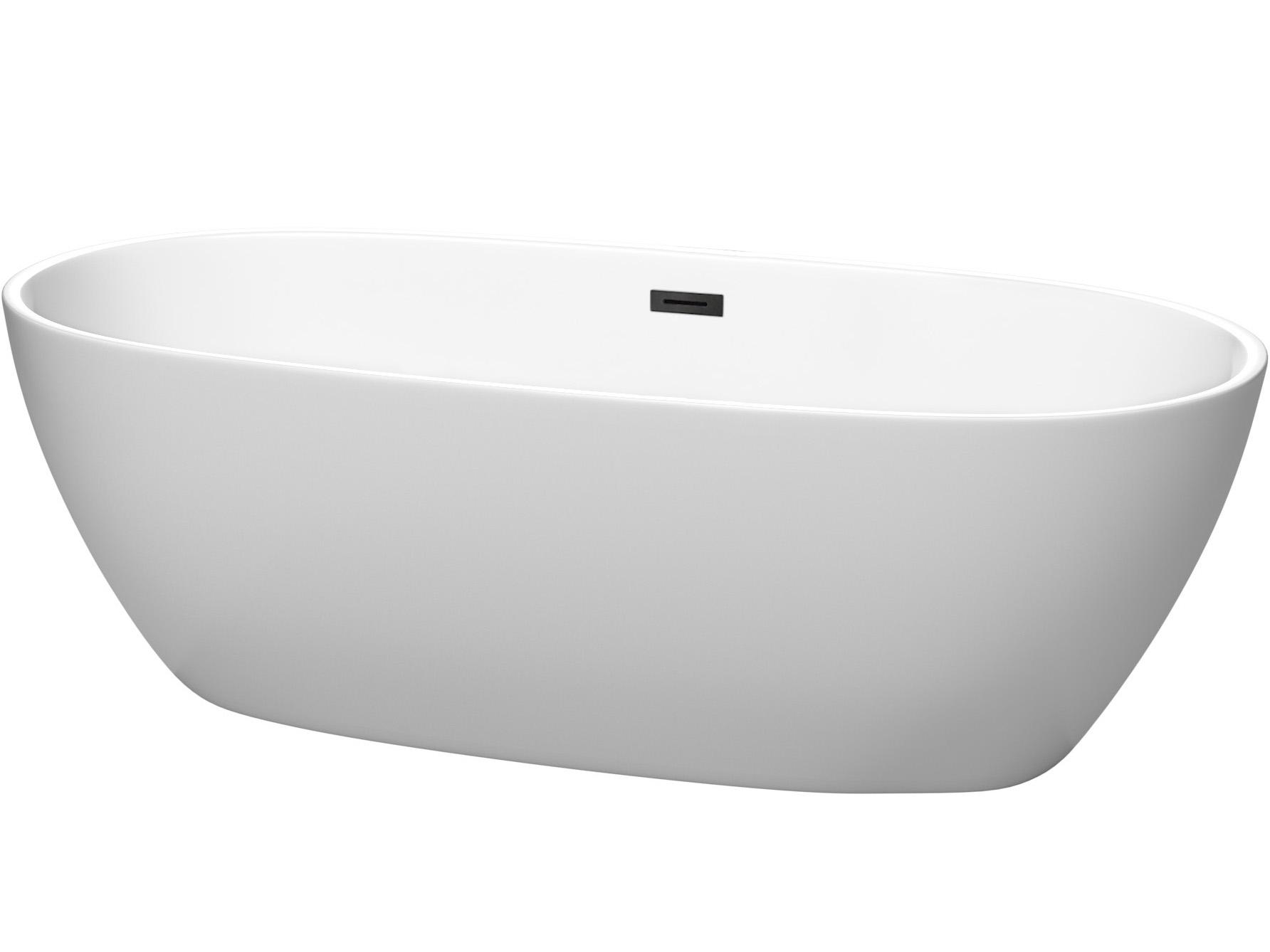 Wyndham Collection Juno Matte White Bathtub with Drain and Overflow