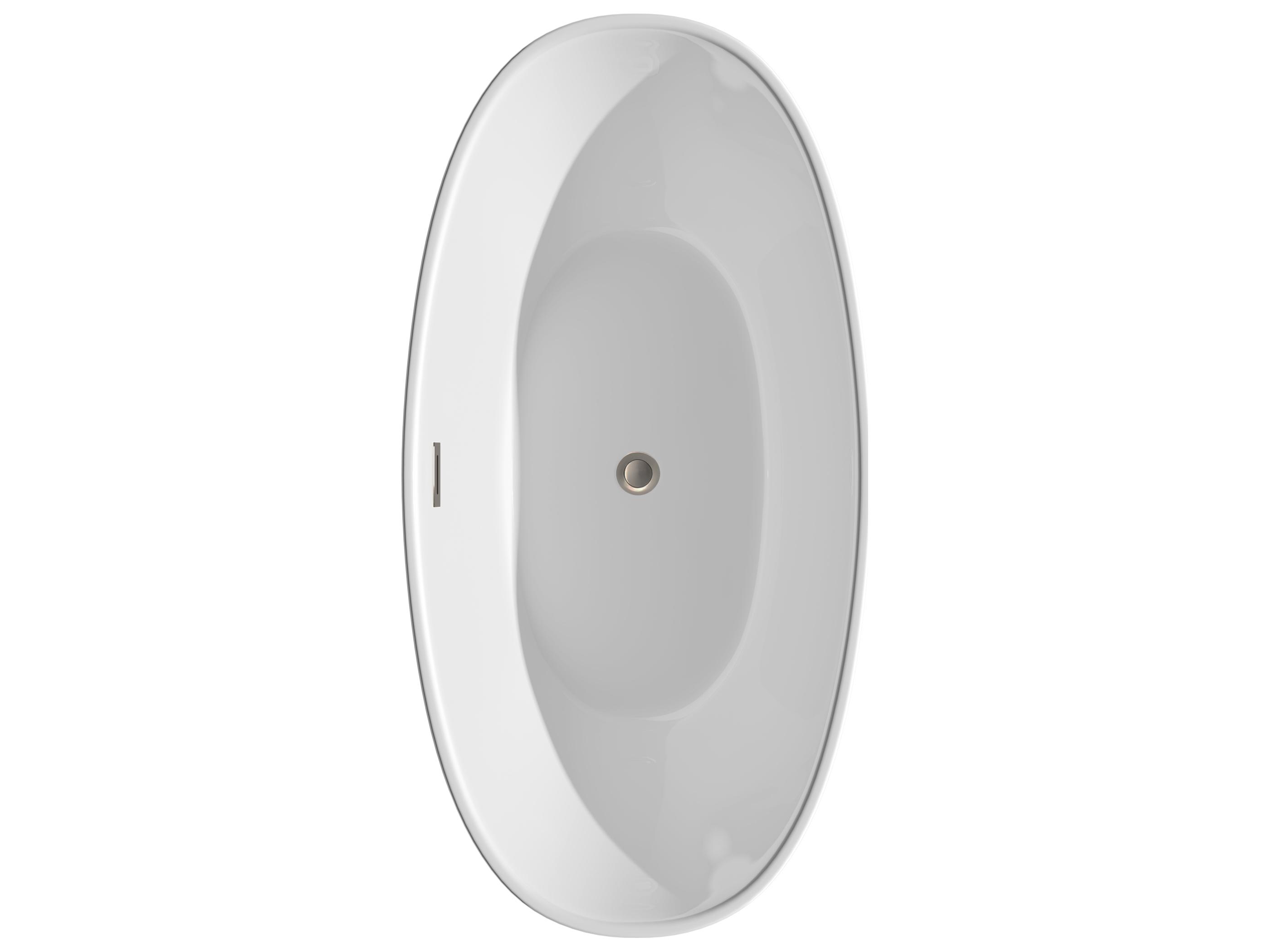 Wyndham Collection Dorrit White Bathtub with Floor Mounted Faucet, Drain and Overflow Trim