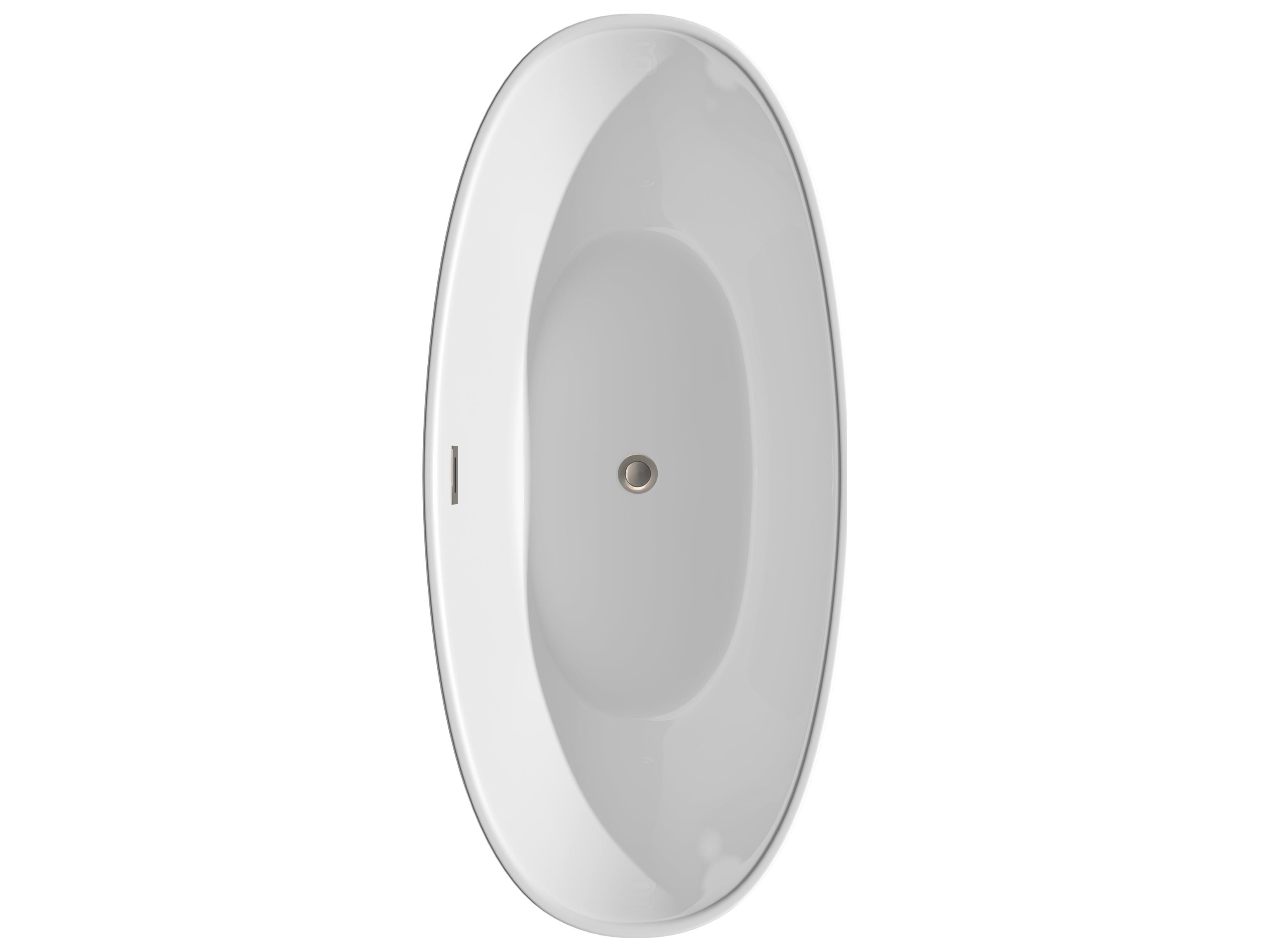 Wyndham Collection Dorrit White Bathtub with Floor Mounted Faucet, Drain and Overflow Trim