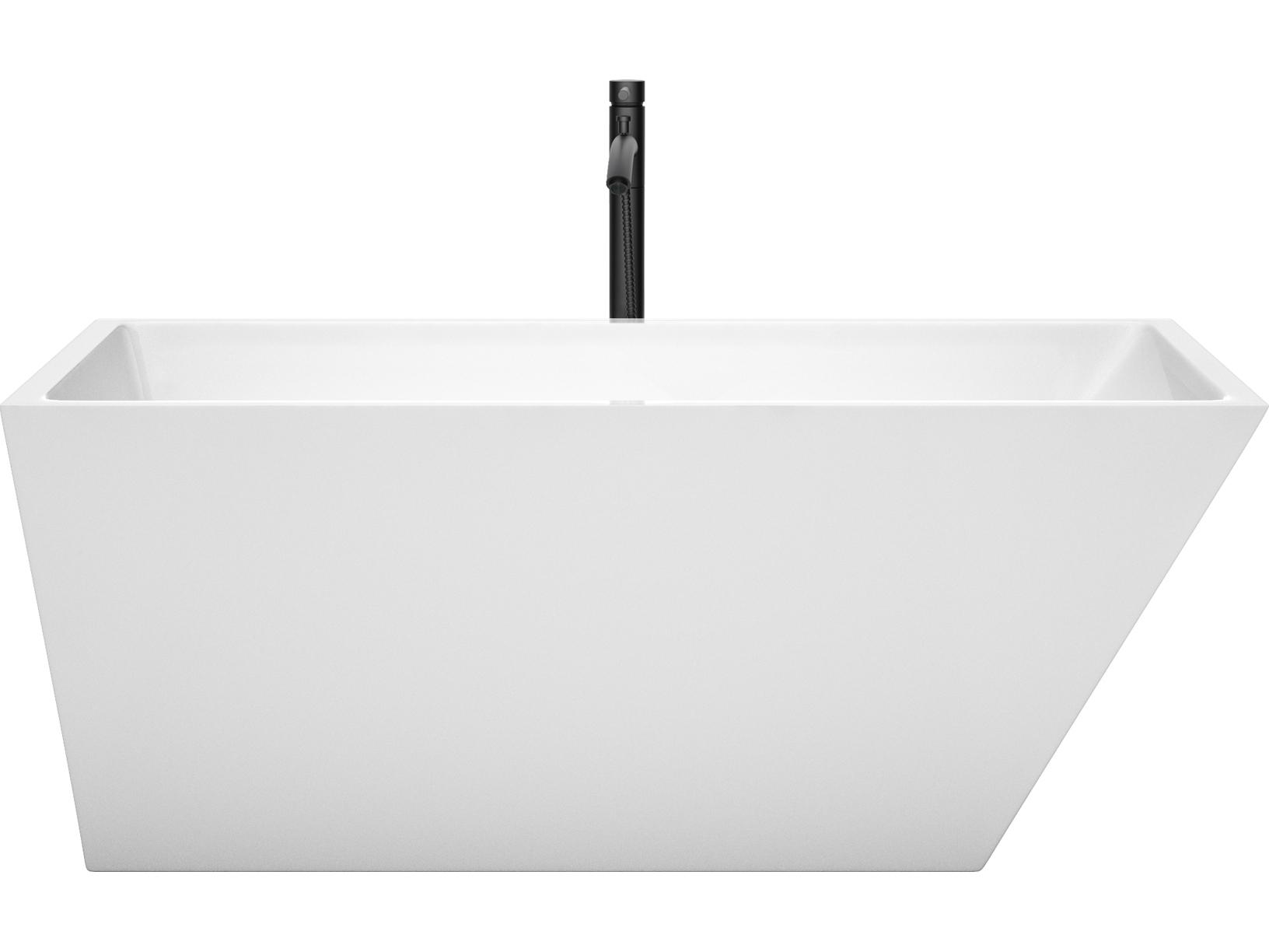 Wyndham Collection Hannah White Bathtub with Polished Chrome Trim and Floor Mounted Faucet