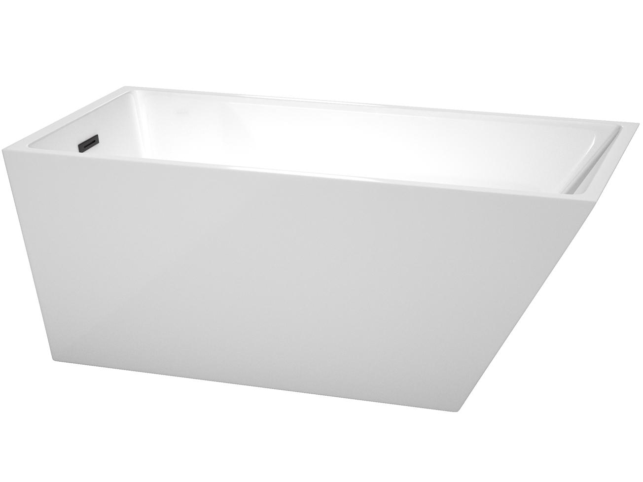 Wyndham Collection Hannah White Bathtub with Drain and Overflow