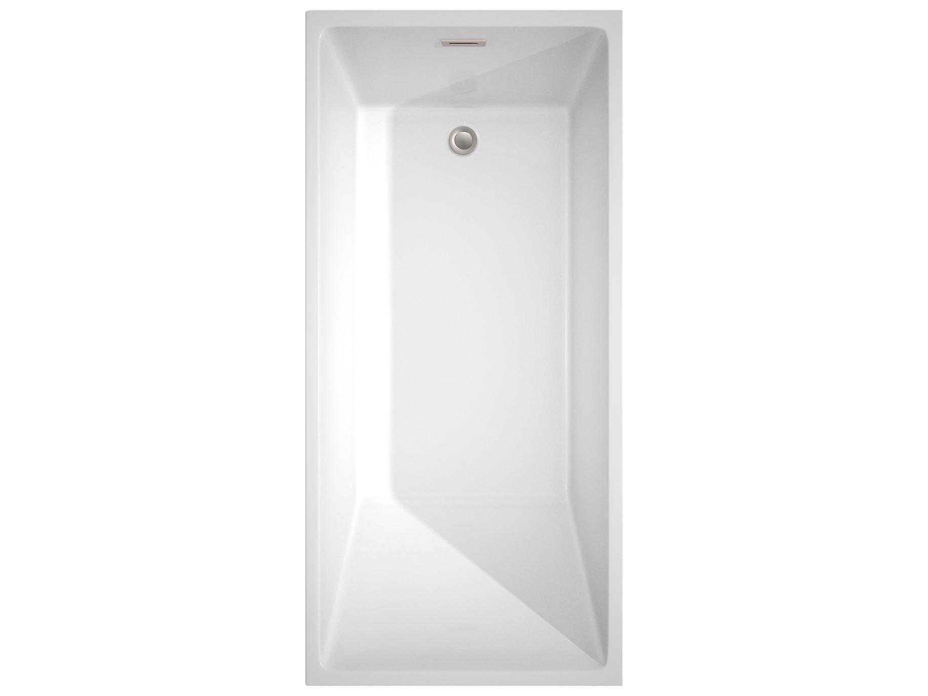 Wyndham Collection Hannah White Bathtub with Floor Mounted Faucet, Drain and Overflow Trim
