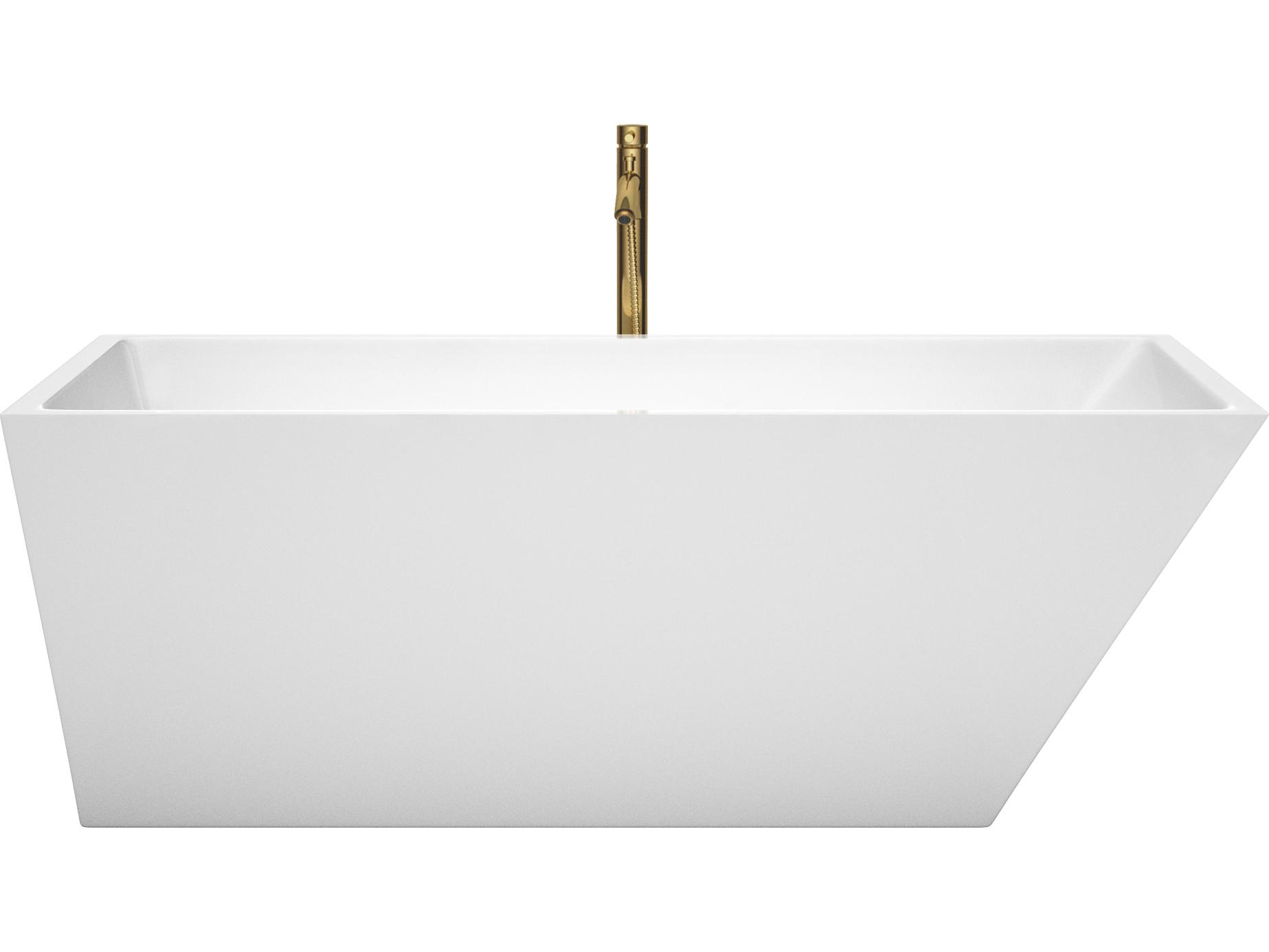 Wyndham Collection Hannah White Bathtub with Polished Chrome Trim and Floor Mounted Faucet