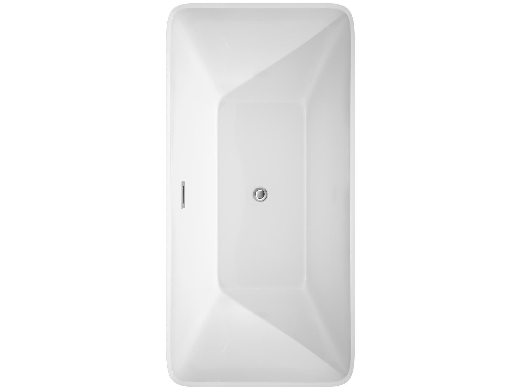 Wyndham Collection Tiffany White Bathtub with Polished Chrome Trim and Floor Mounted Faucet