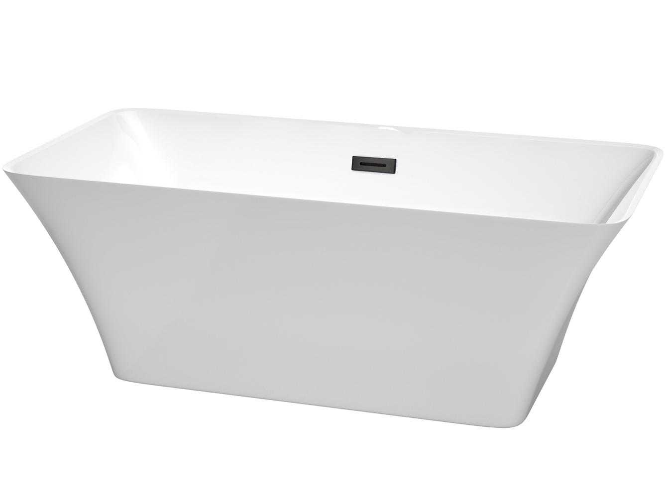 Wyndham Collection Tiffany White Bathtub with Drain and Overflow