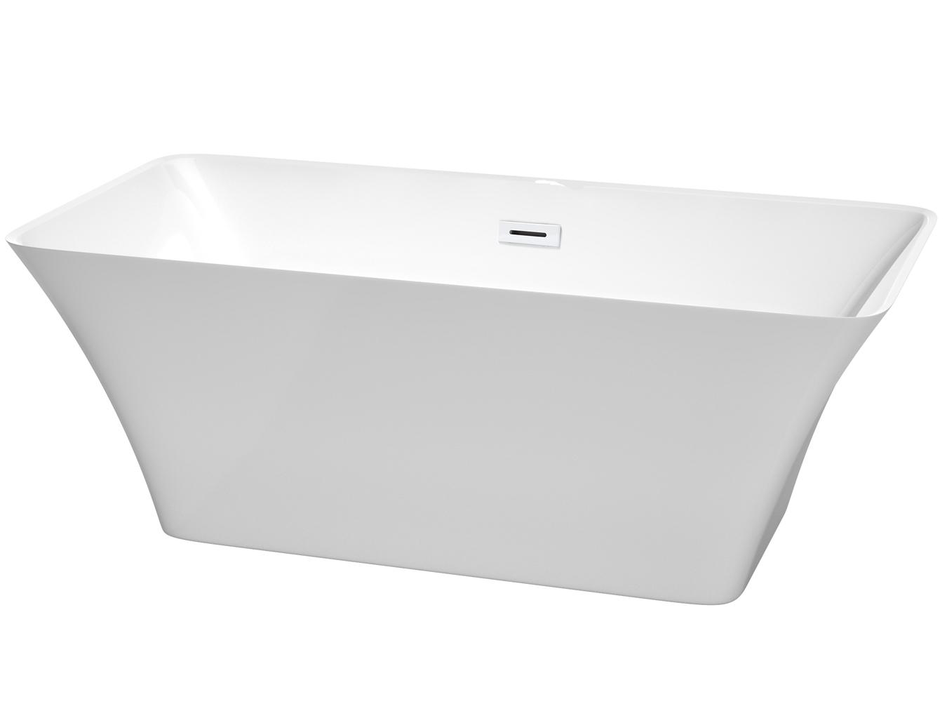Wyndham Collection Tiffany White Bathtub with Drain and Overflow