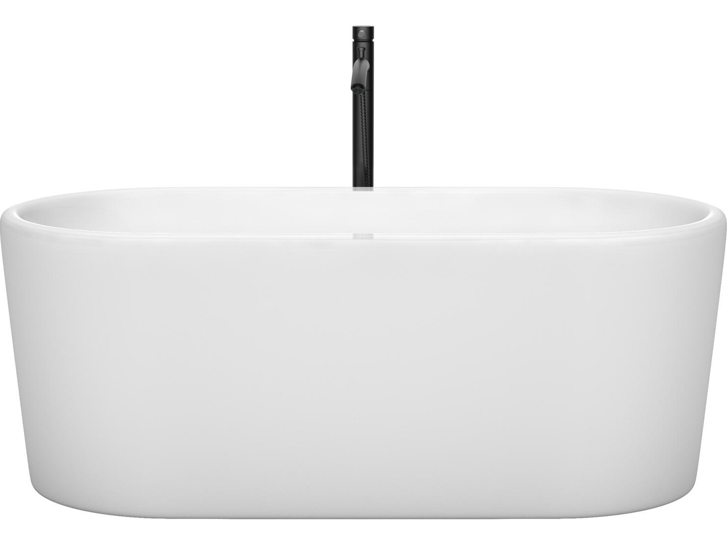 Wyndham Collection Ursula White Bathtub with Polished Chrome Trim and Floor Mounted Faucet
