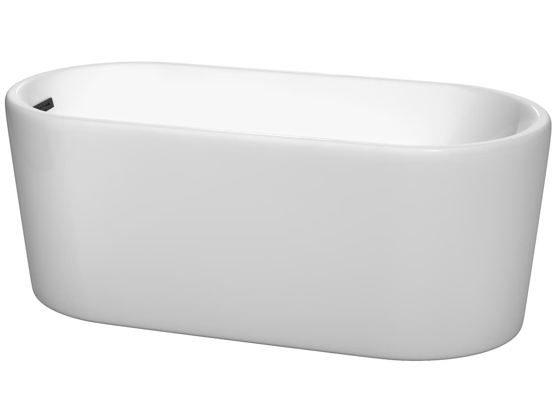 Wyndham Collection Ursula White Bathtub with Drain and Overflow