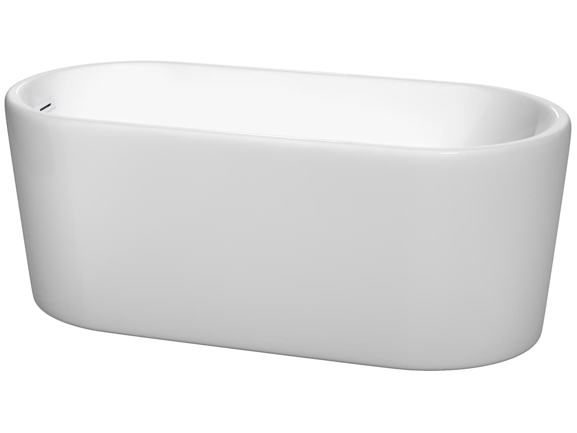 Wyndham Collection Ursula White Bathtub with Drain and Overflow