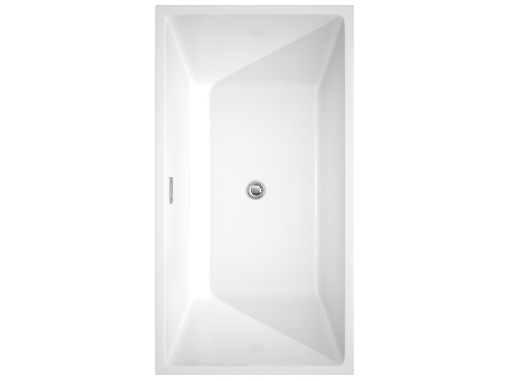 Wyndham Collection Sara White Bathtub with Polished Chrome Trim and Floor Mounted Faucet