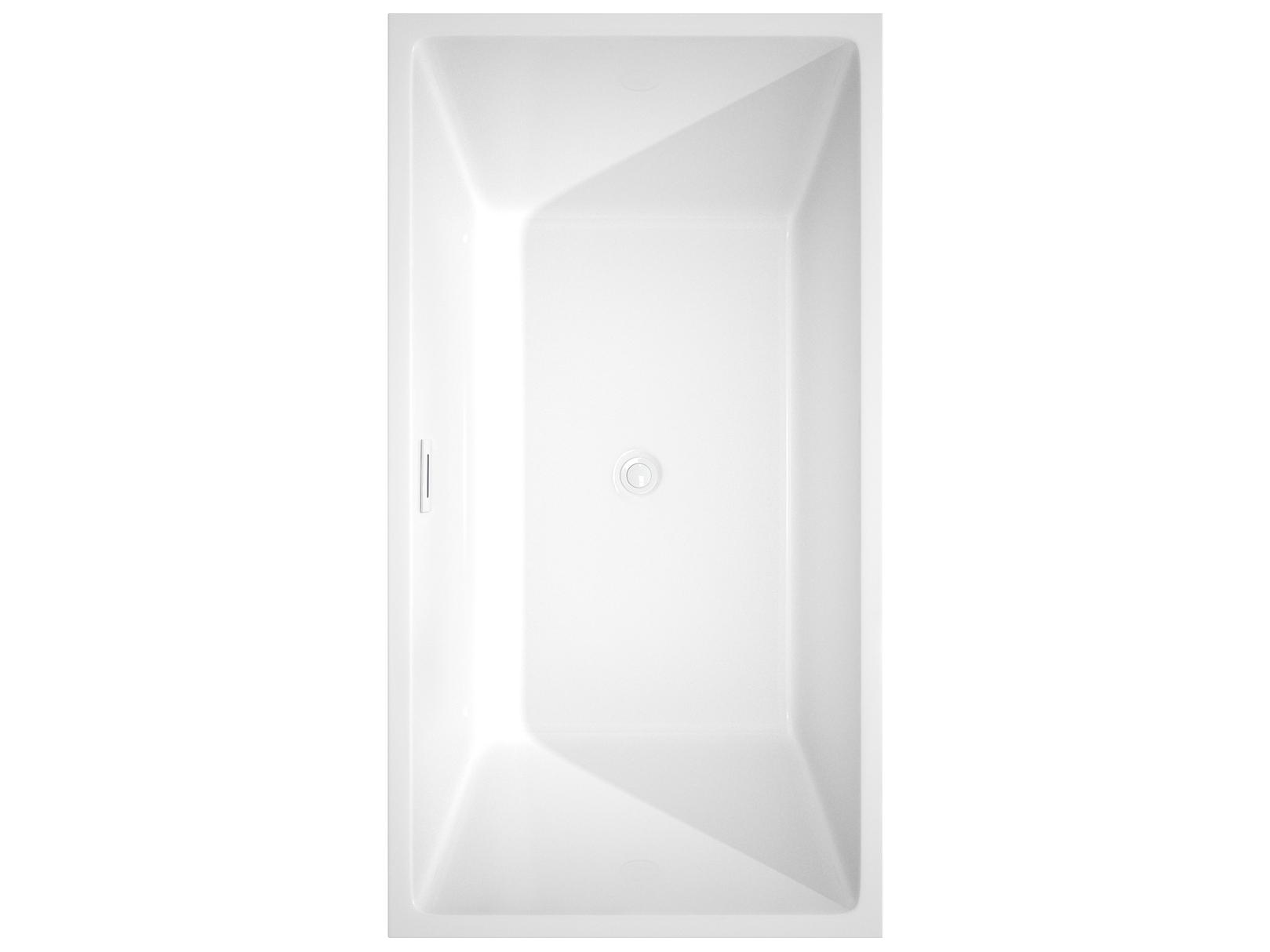 Wyndham Collection Sara White Bathtub with Shiny White Trim and Floor Mounted Faucet