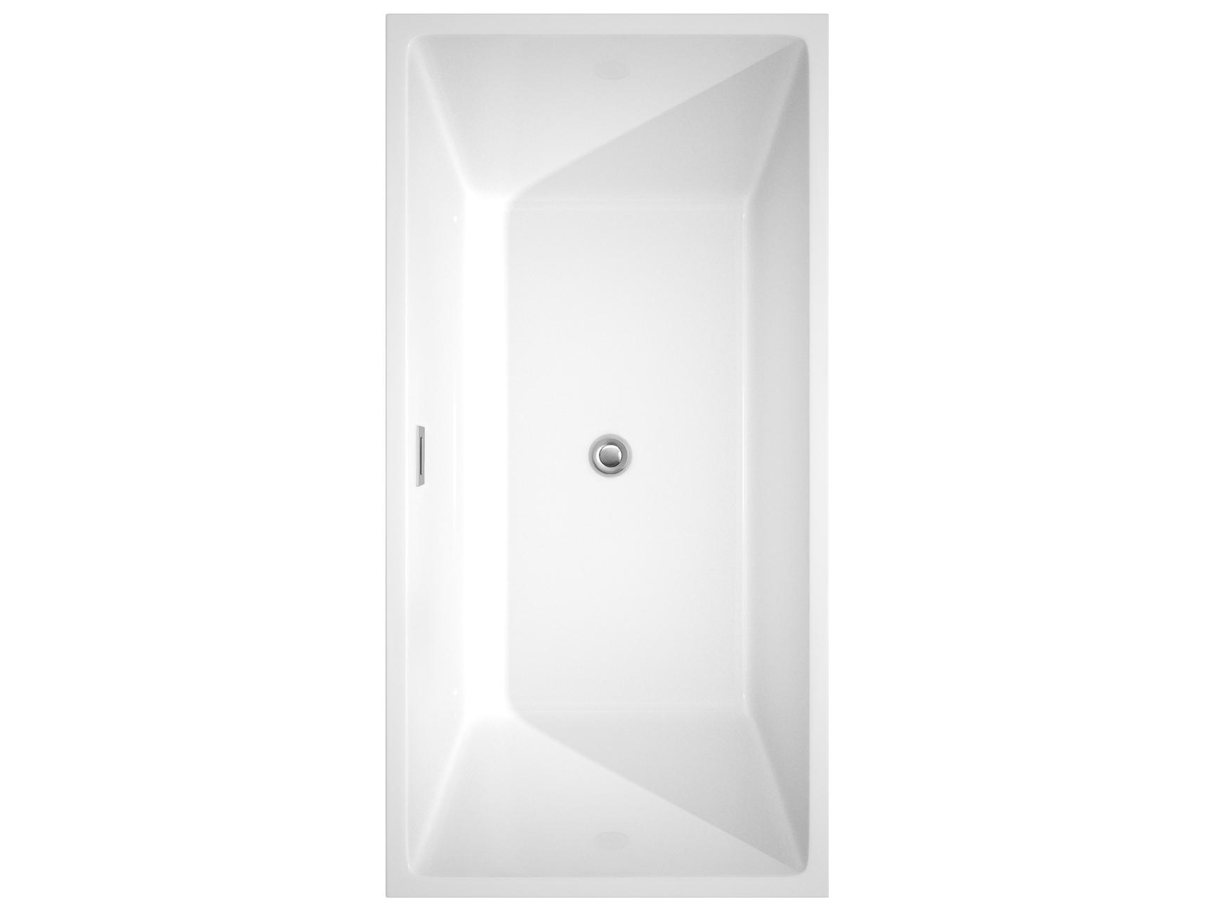 Wyndham Collection Sara White Bathtub with Polished Chrome Trim and Floor Mounted Faucet