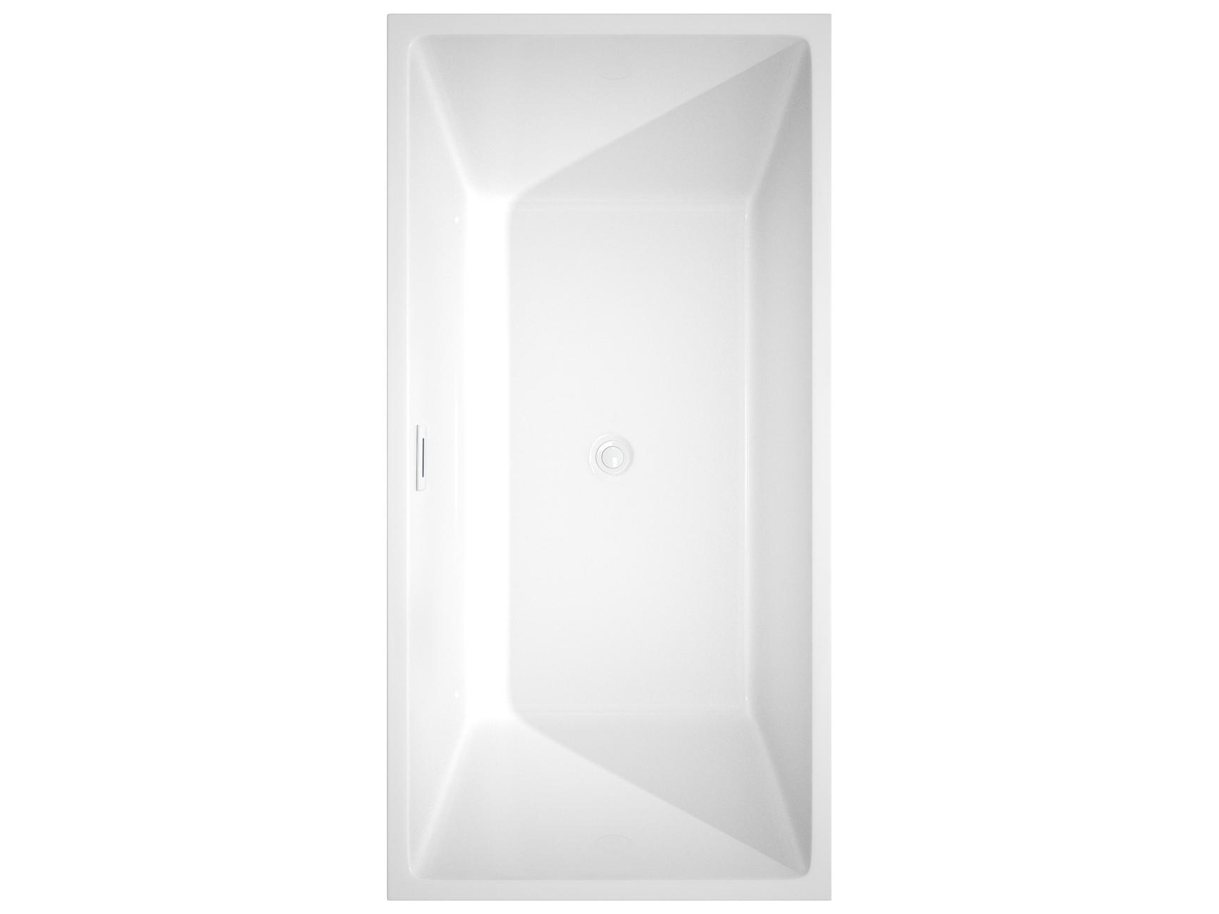 Wyndham Collection Sara White Bathtub with Shiny White Trim and Floor Mounted Faucet