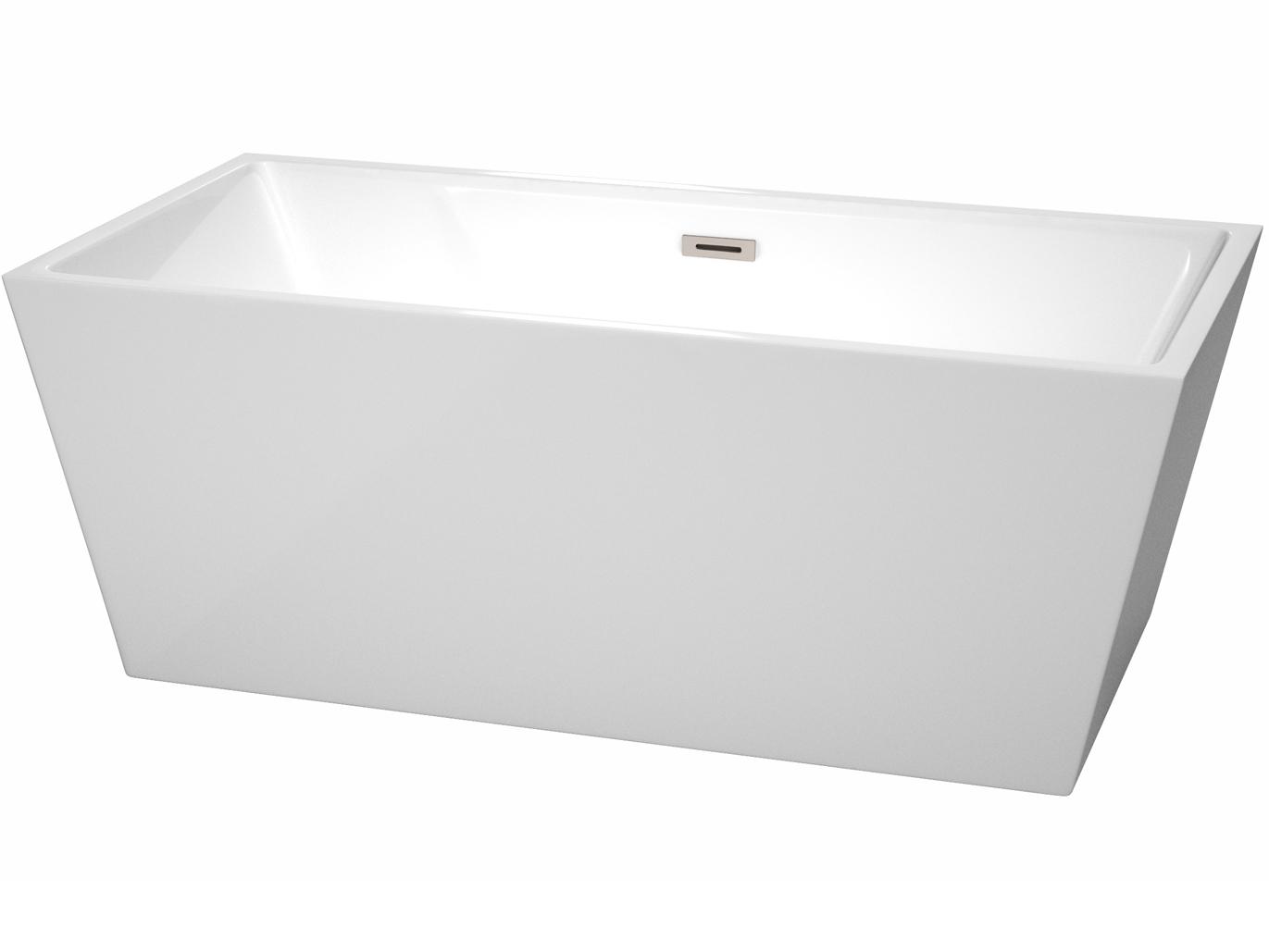 Wyndham Collection Sara White Bathtub with Drain and Overflow