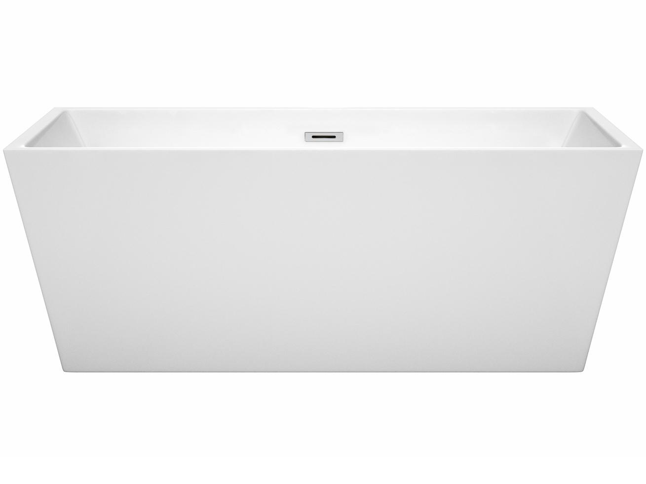 Wyndham Collection Sara White Bathtub with Drain and Overflow