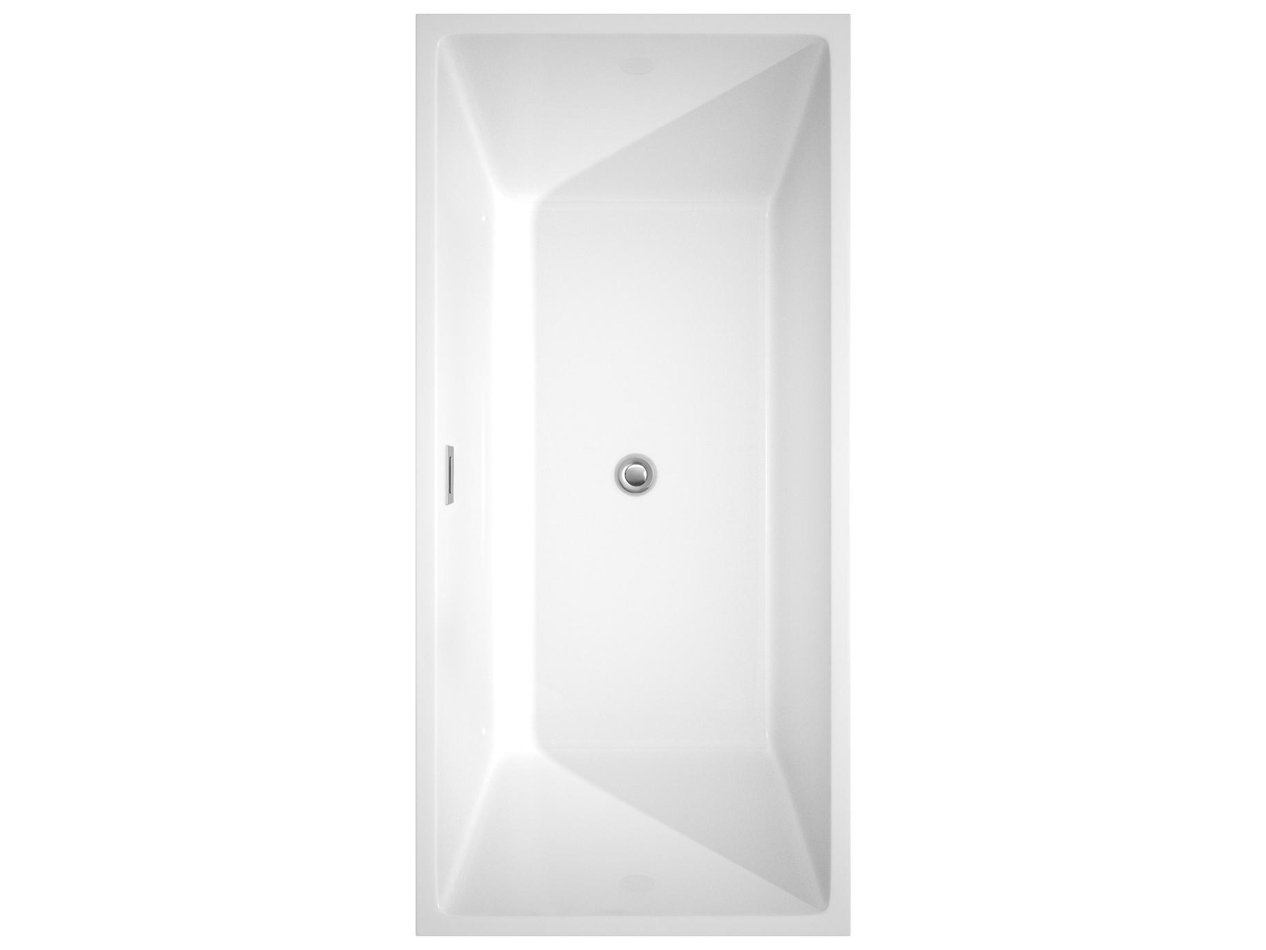 Wyndham Collection Sara White Bathtub with Polished Chrome Trim and Floor Mounted Faucet