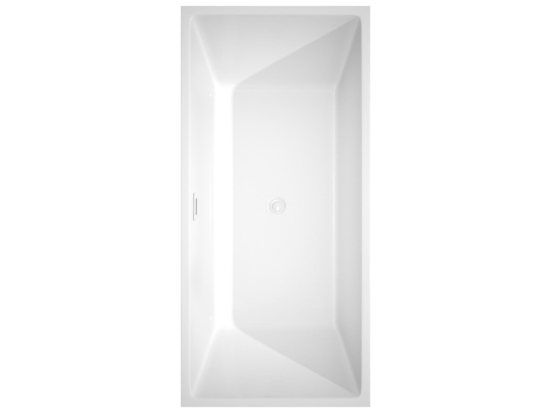 Wyndham Collection Sara White Bathtub with Shiny White Trim and Floor Mounted Faucet