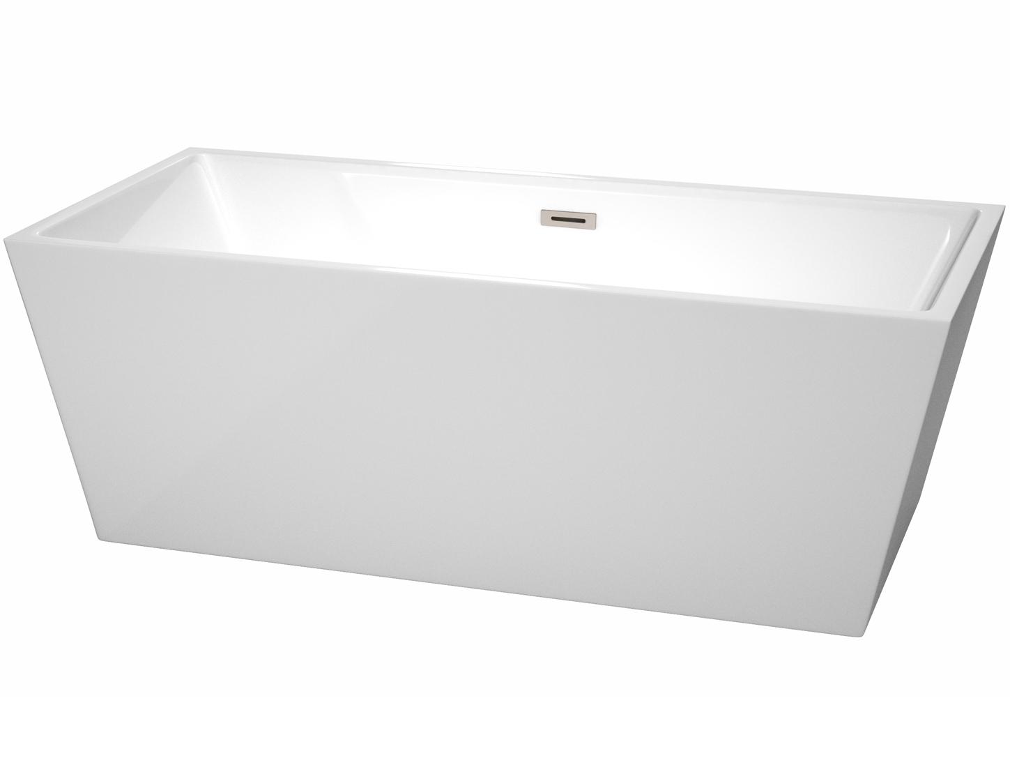Wyndham Collection Sara White Bathtub with Drain and Overflow