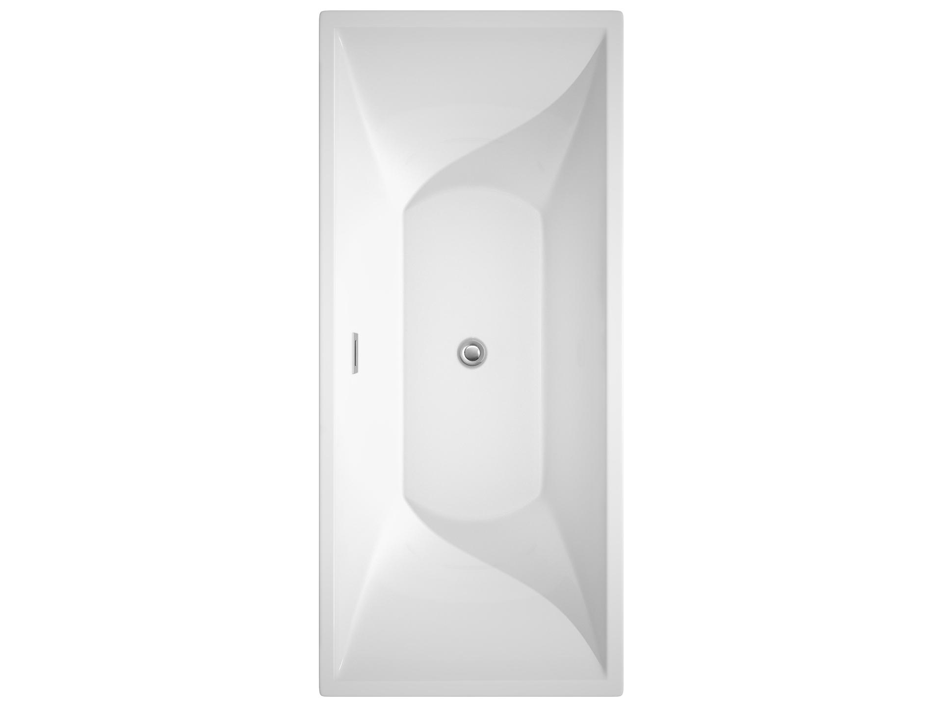 Wyndham Collection Maryam White Bathtub with Polished Chrome Trim and Floor Mounted Faucet