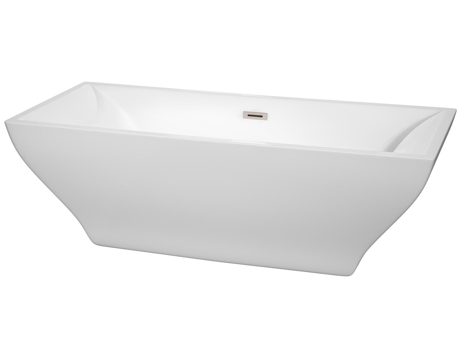 Wyndham Collection Maryam White Bathtub with Drain and Overflow