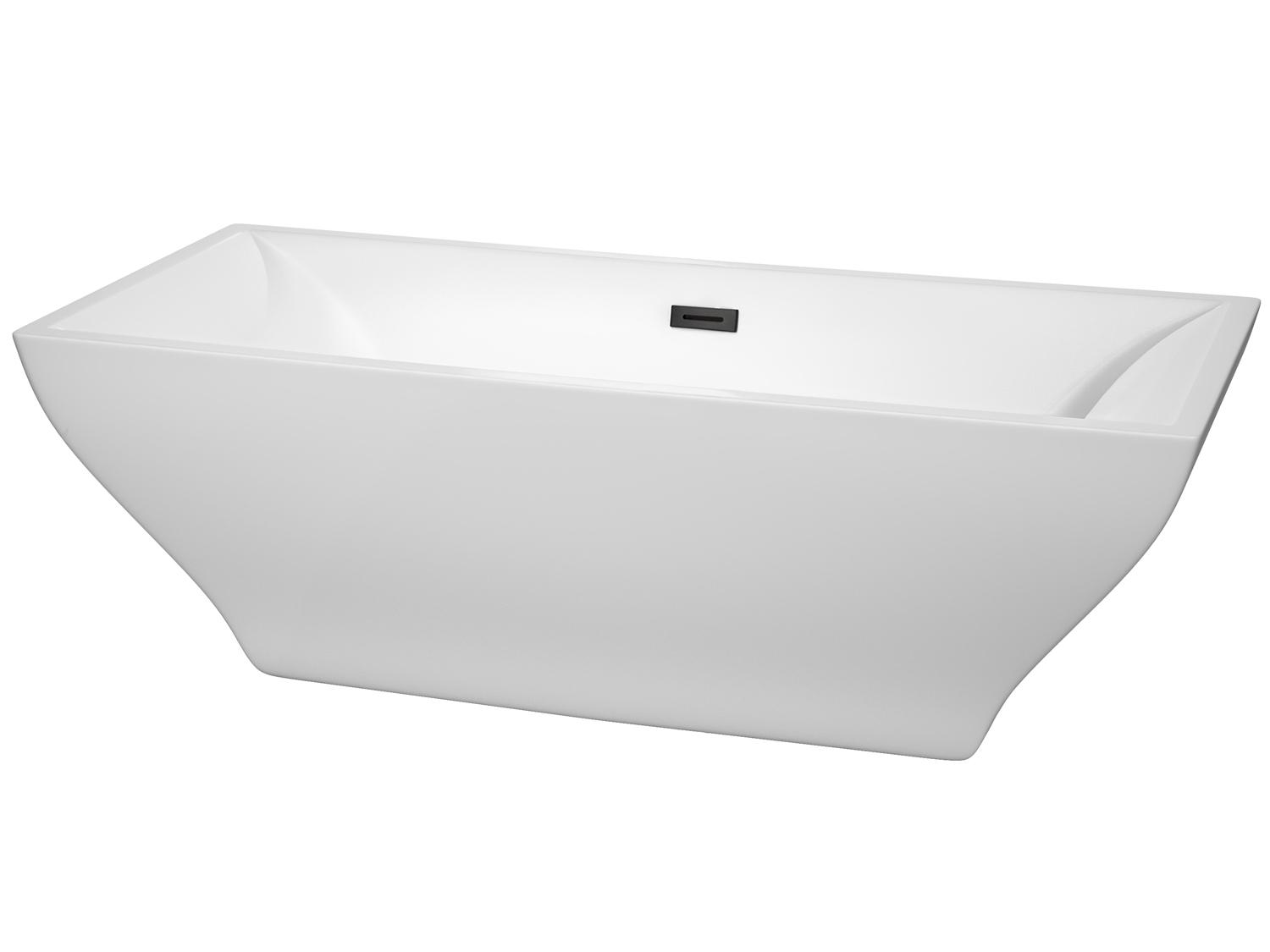 Wyndham Collection Maryam White Bathtub with Drain and Overflow