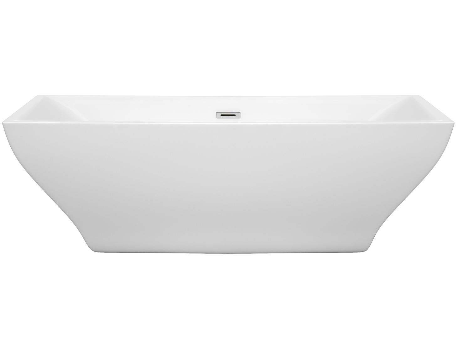 Wyndham Collection Maryam White Bathtub with Drain and Overflow