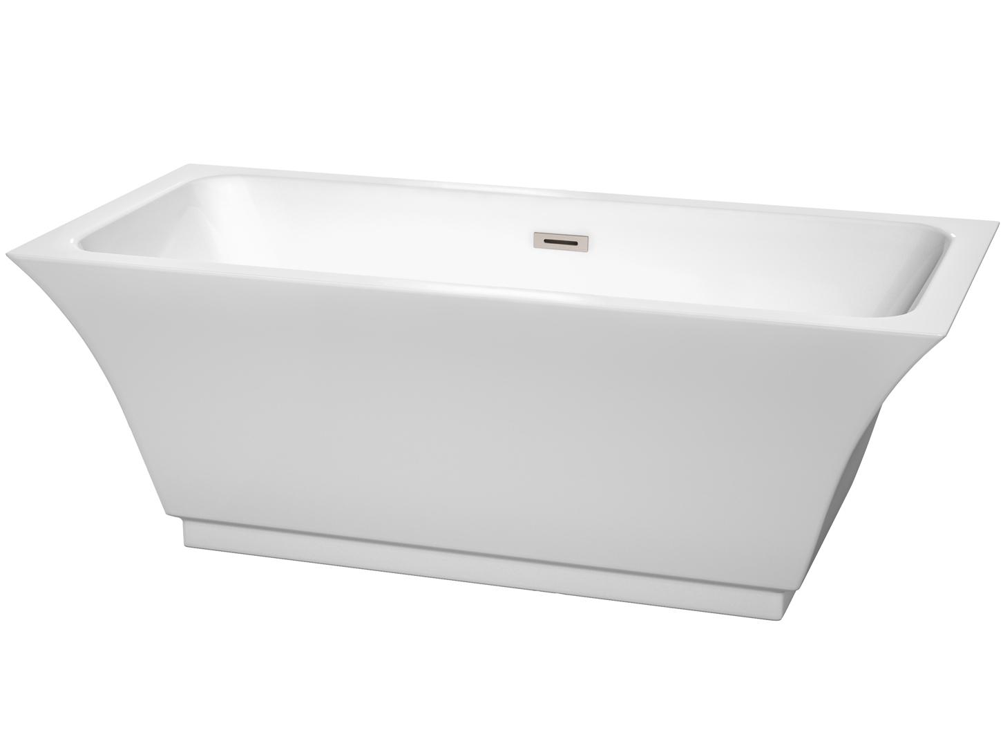 Wyndham Collection Galina White Bathtub with Drain and Overflow