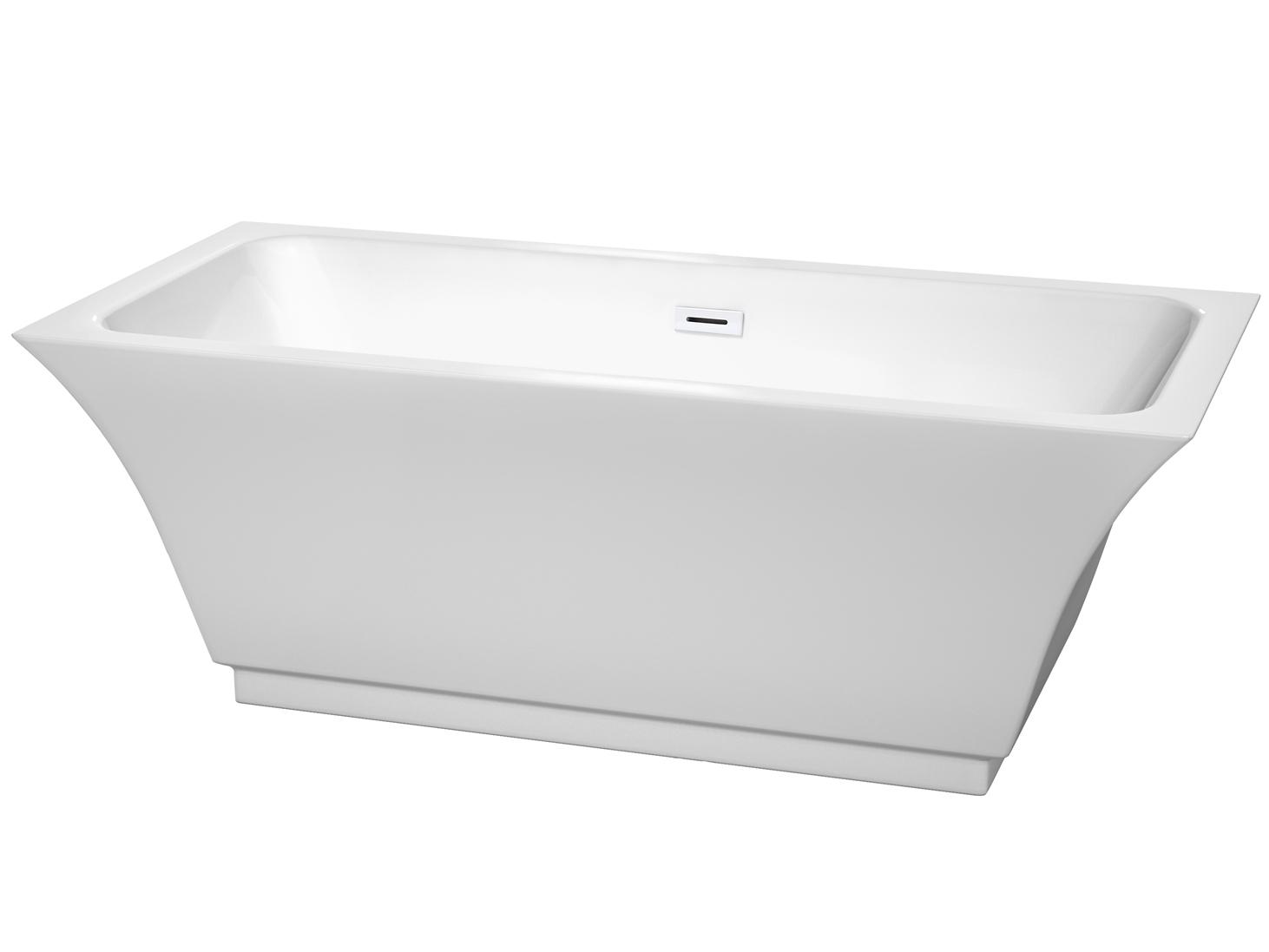 Wyndham Collection Galina White Bathtub with Drain and Overflow