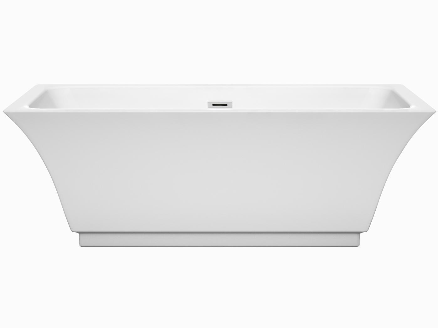 Wyndham Collection Galina White Bathtub with Drain and Overflow