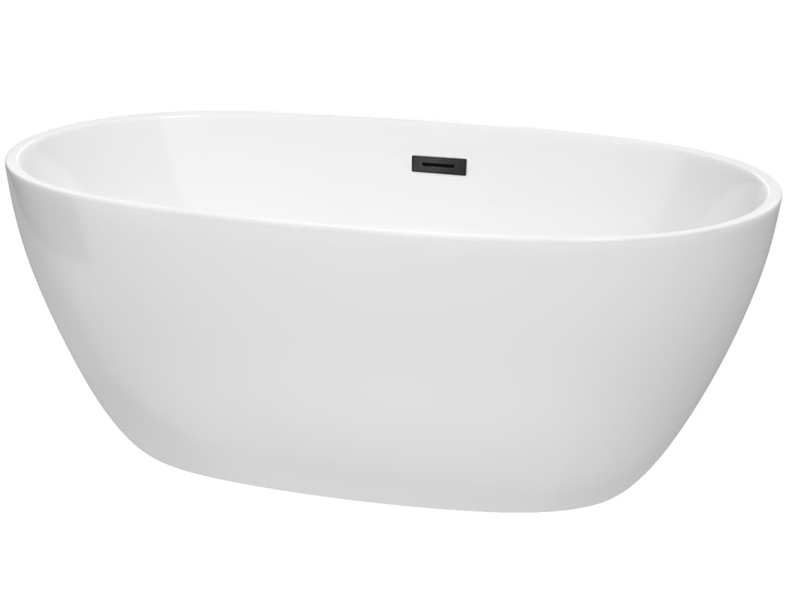 Wyndham Collection Juno White Bathtub with Drain and Overflow