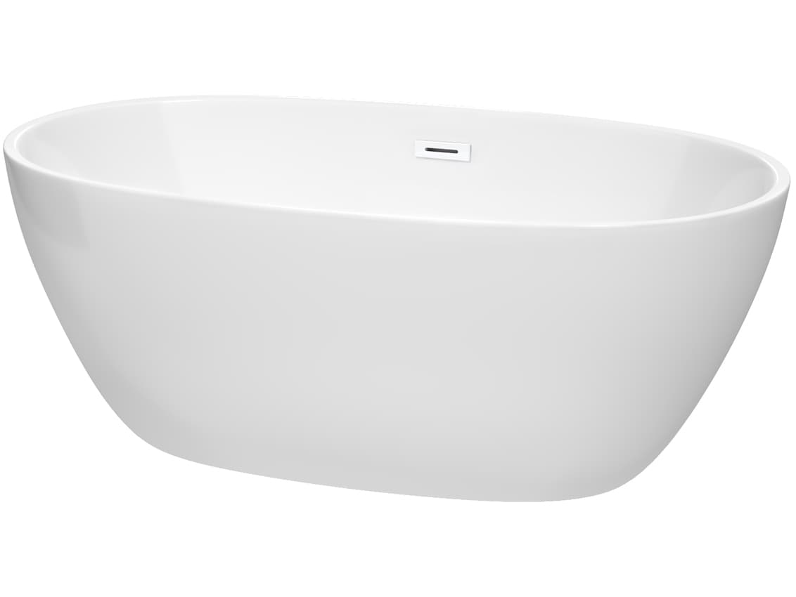 Wyndham Collection Juno White Bathtub with Drain and Overflow