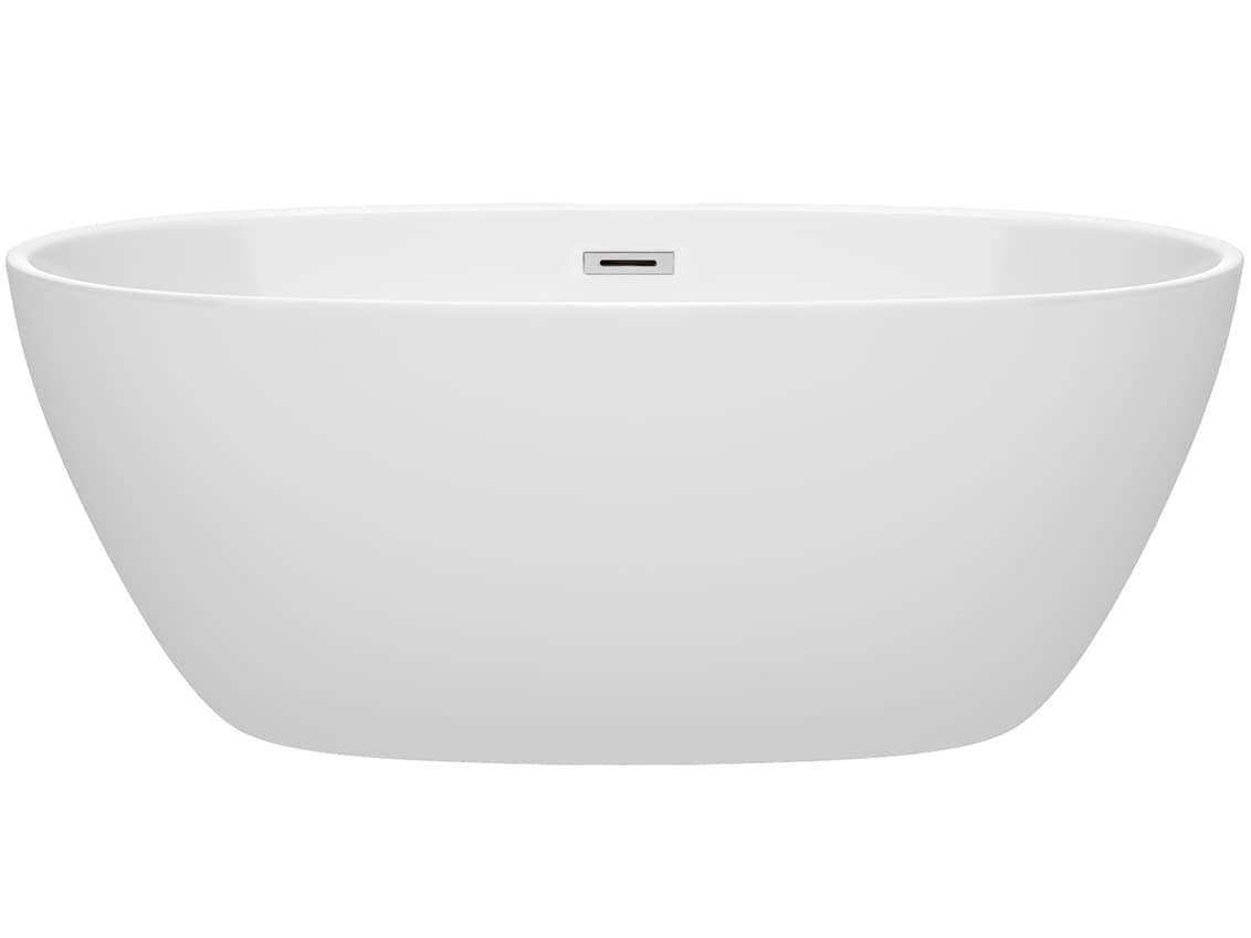 Wyndham Collection Juno White Bathtub with Drain and Overflow