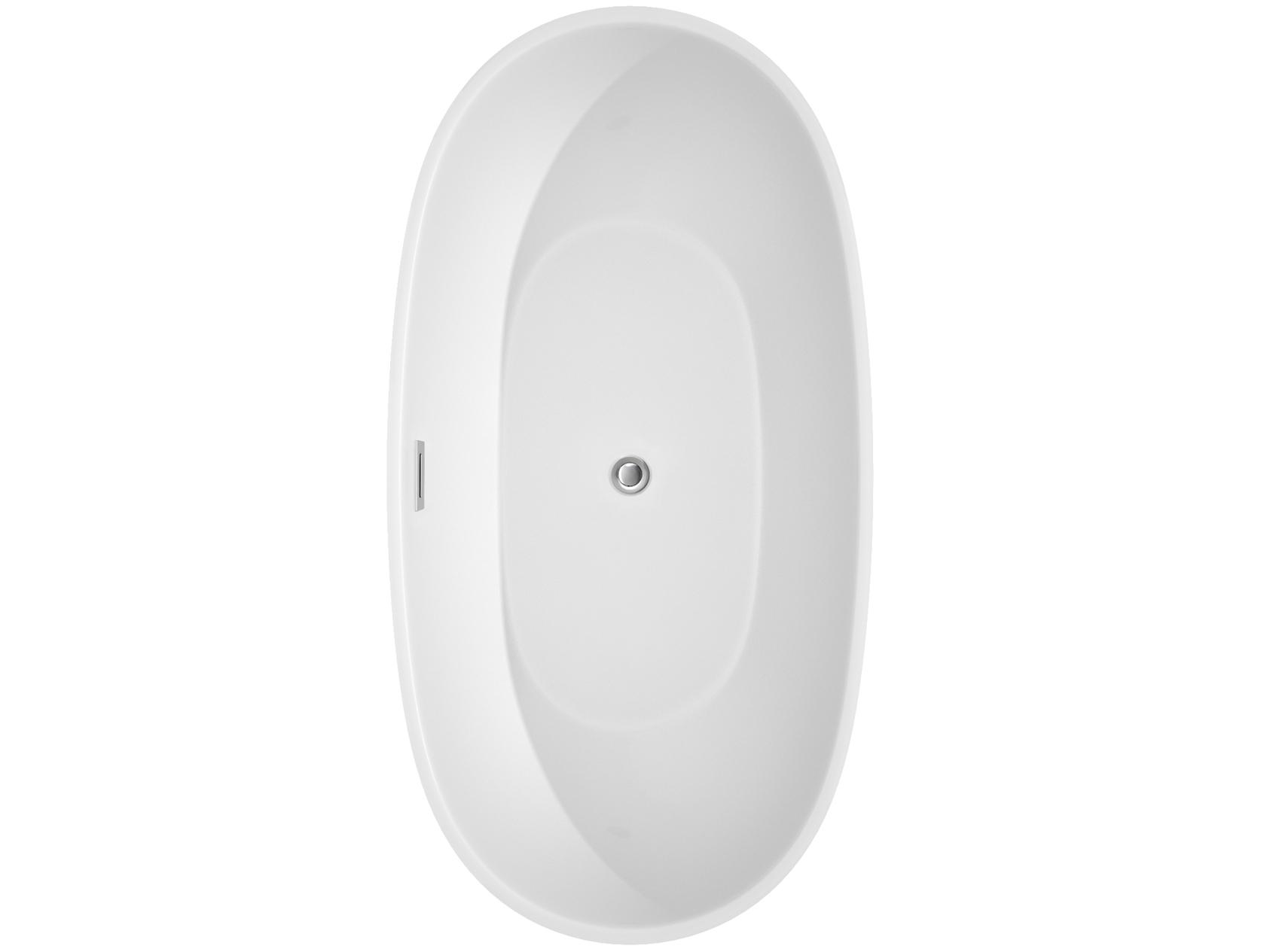 Wyndham Collection Juno White Bathtub with Polished Chrome Trim and Floor Mounted Faucet